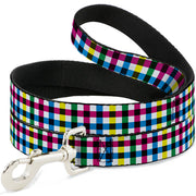 Dog Leash - Buffalo Plaid White/Multi Color Dog Leashes Buckle-Down