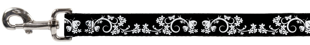 Dog Leash - Butterfly Garden2 Black/White Dog Leashes Buckle-Down