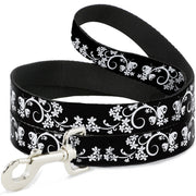 Dog Leash - Butterfly Garden2 Black/White Dog Leashes Buckle-Down