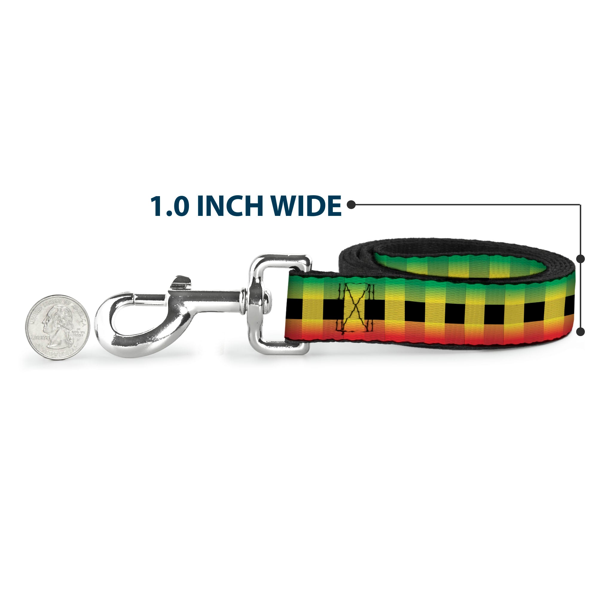 Dog Leash - Buffalo Plaid Rasta Dog Leashes Buckle-Down