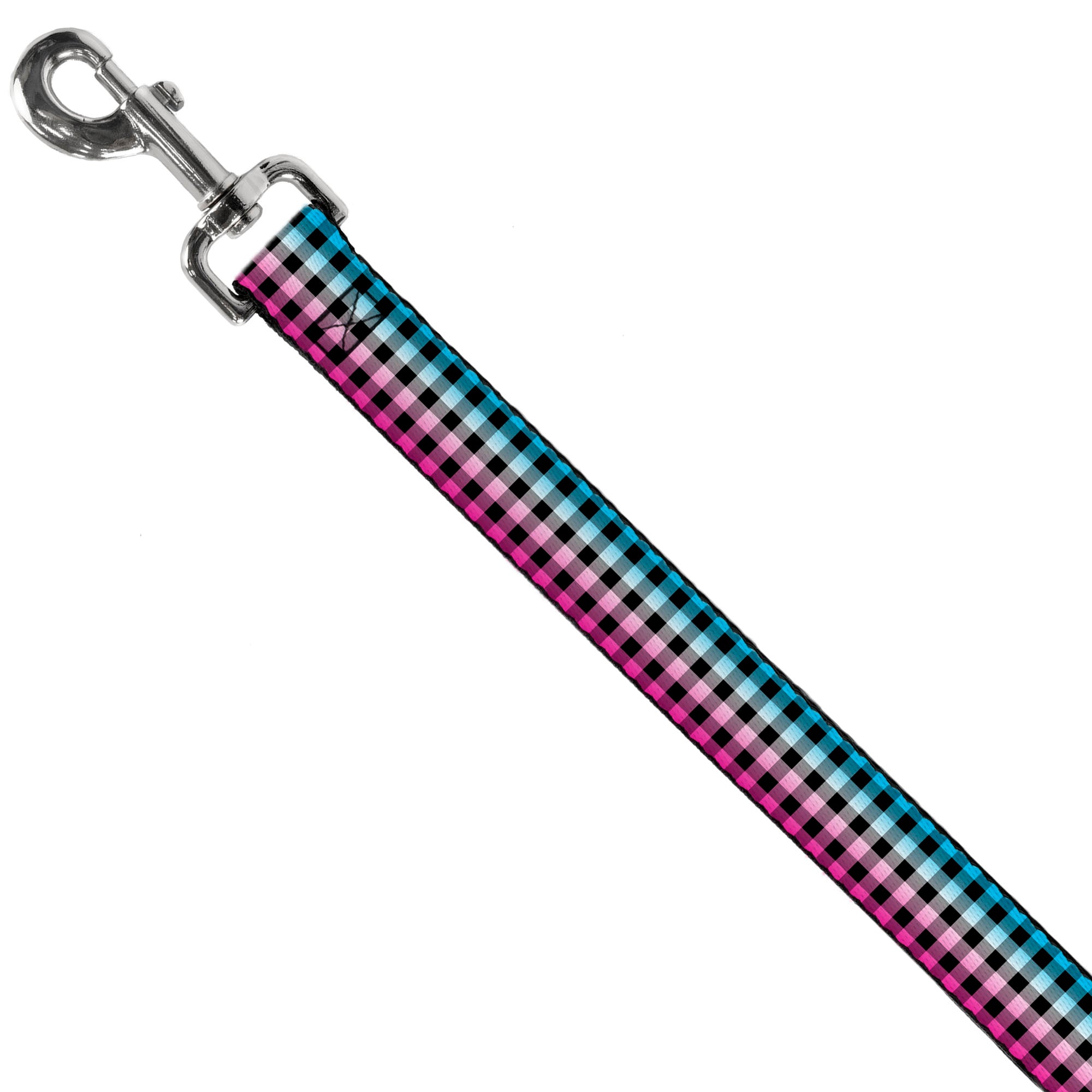 Dog Leash - Buffalo Plaid Turquoise/Fuchsia Fade Dog Leashes Buckle-Down