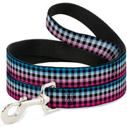 Dog Leash - Buffalo Plaid Turquoise/Fuchsia Fade Dog Leashes Buckle-Down