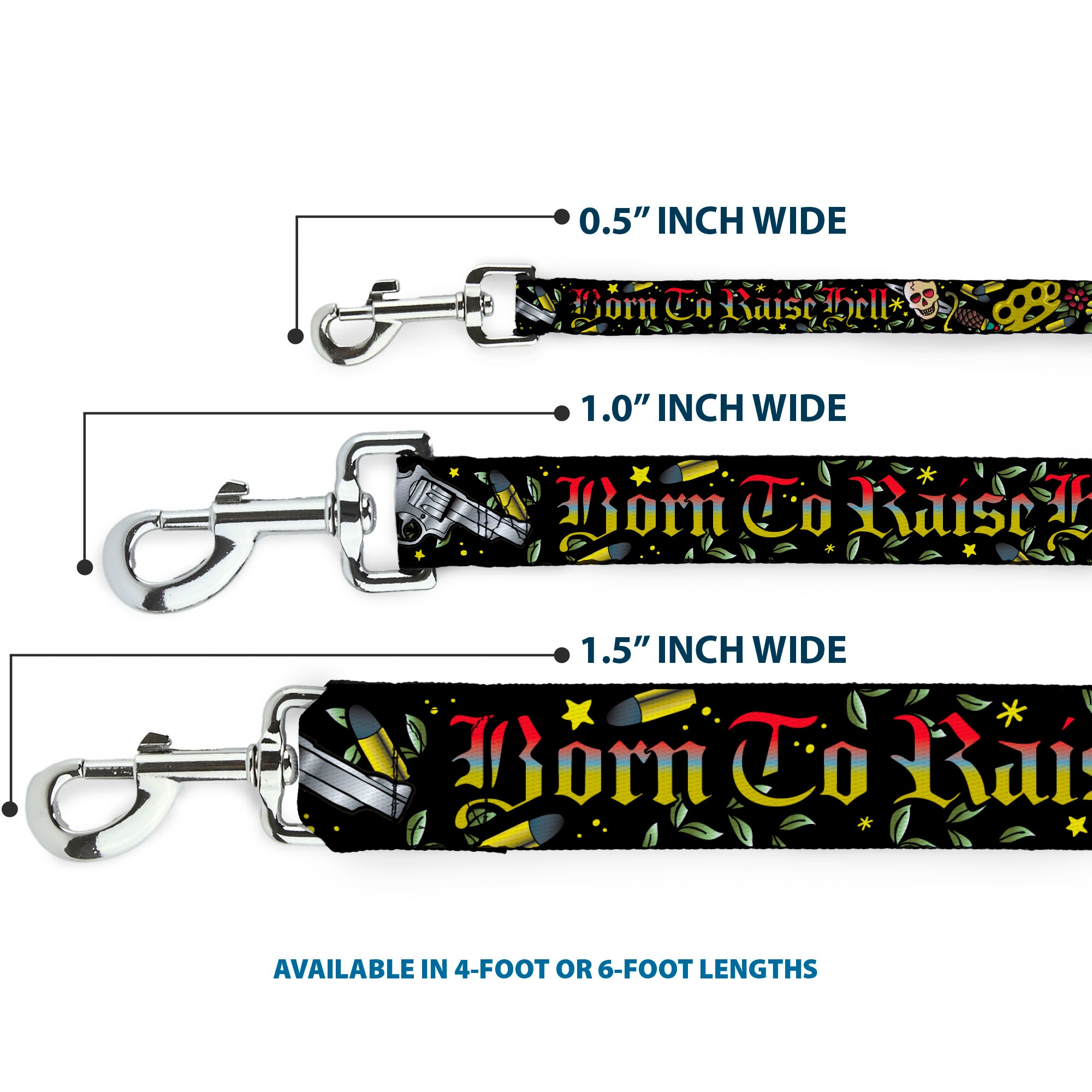Dog Leash - Born to Raise Hell Black Dog Leashes Buckle-Down