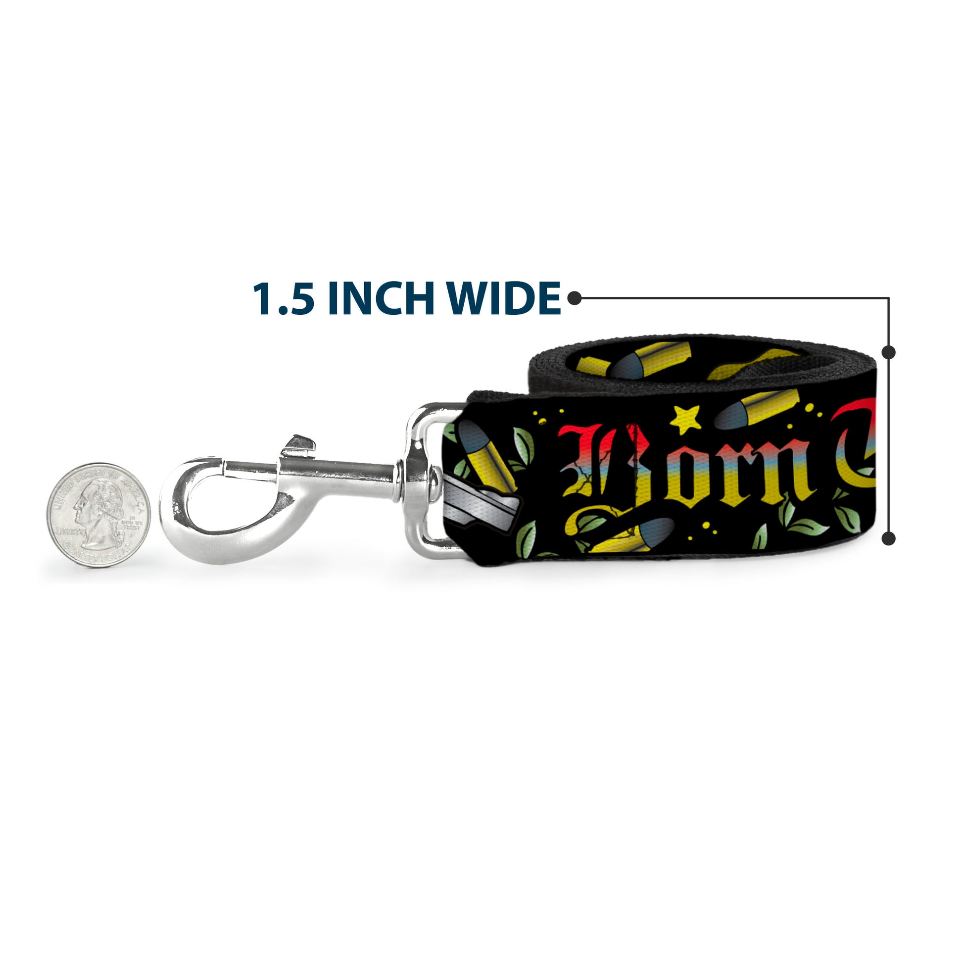 Dog Leash - Born to Raise Hell Black Dog Leashes Buckle-Down