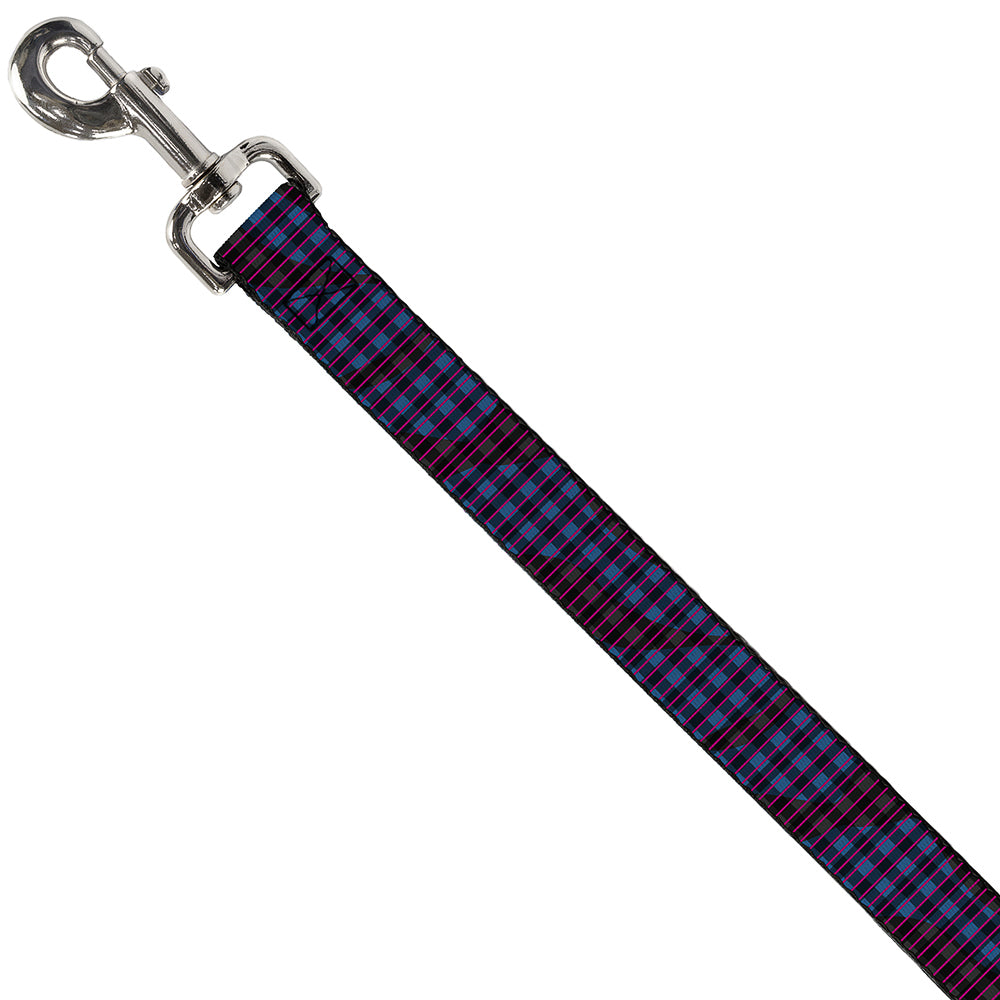 Dog Leash - Buffalo Plaid Abstract White/Black/Turquoise Dog Leashes Buckle-Down