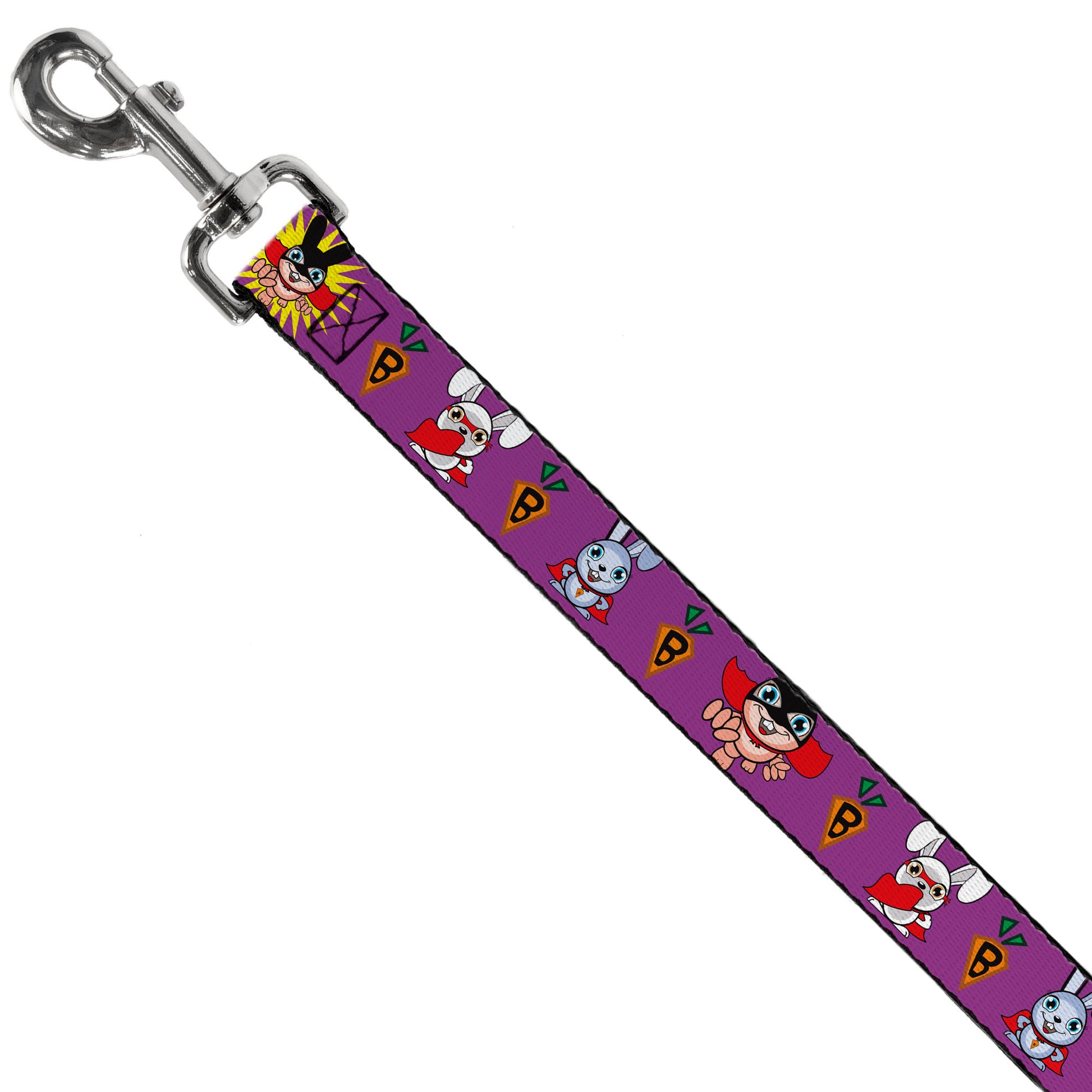 Dog Leash - Bunny Superhero Purple Dog Leashes Buckle-Down
