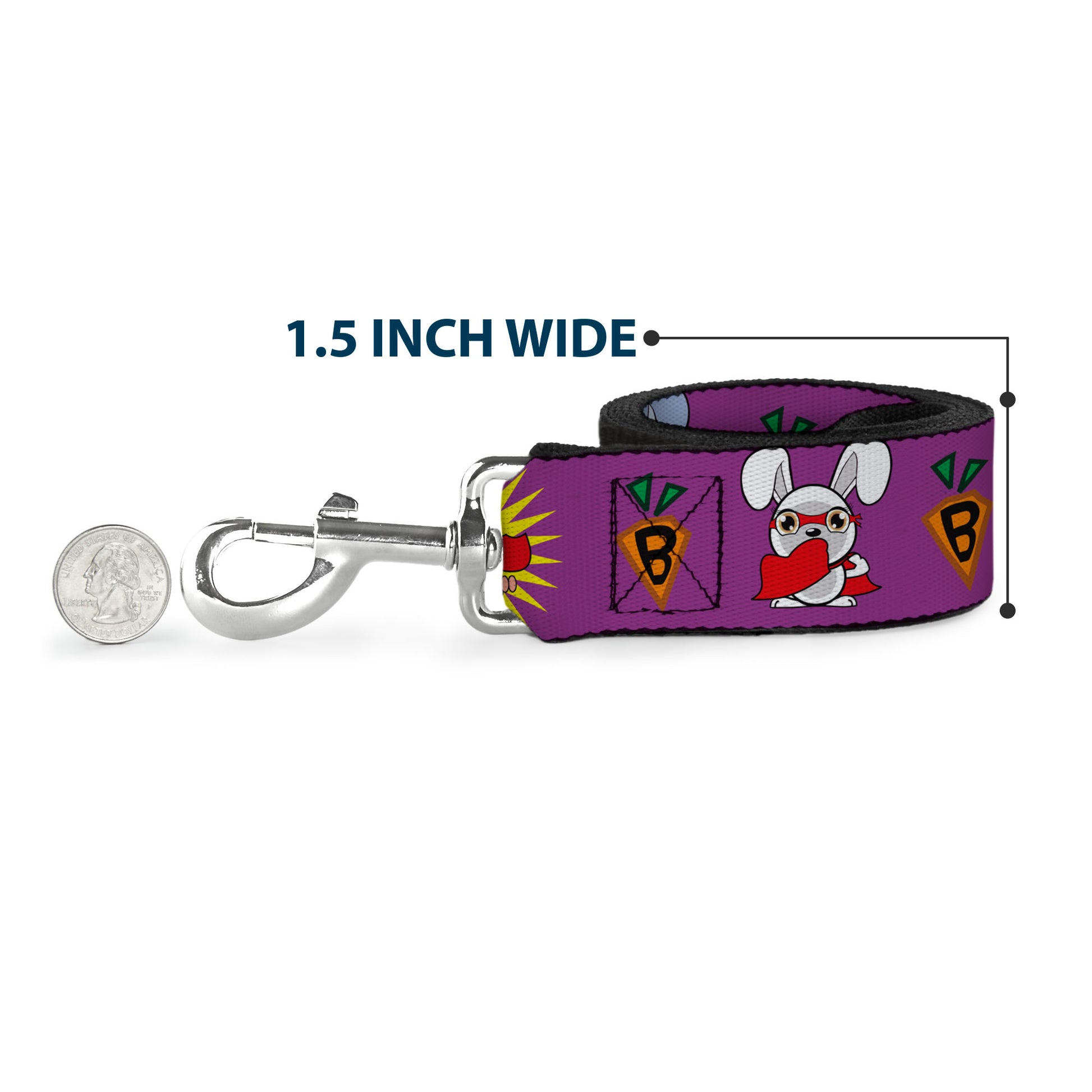 Dog Leash - Bunny Superhero Purple Dog Leashes Buckle-Down