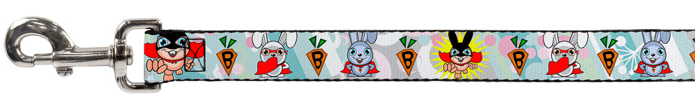 Dog Leash - Bunny Superhero Multi Pastel Dog Leashes Buckle-Down