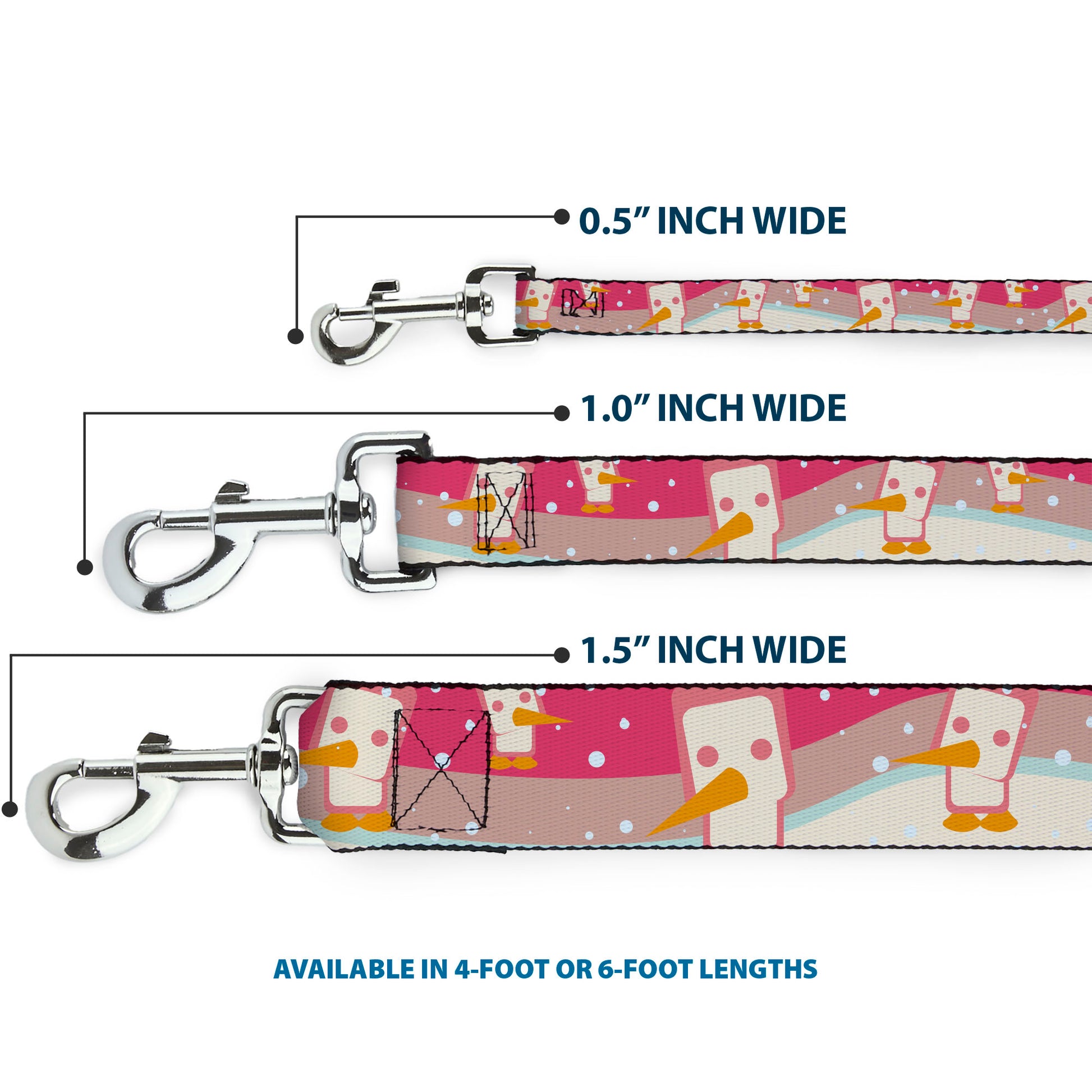 Dog Leash - Block Penguins Mauve Dog Leashes Buckle-Down