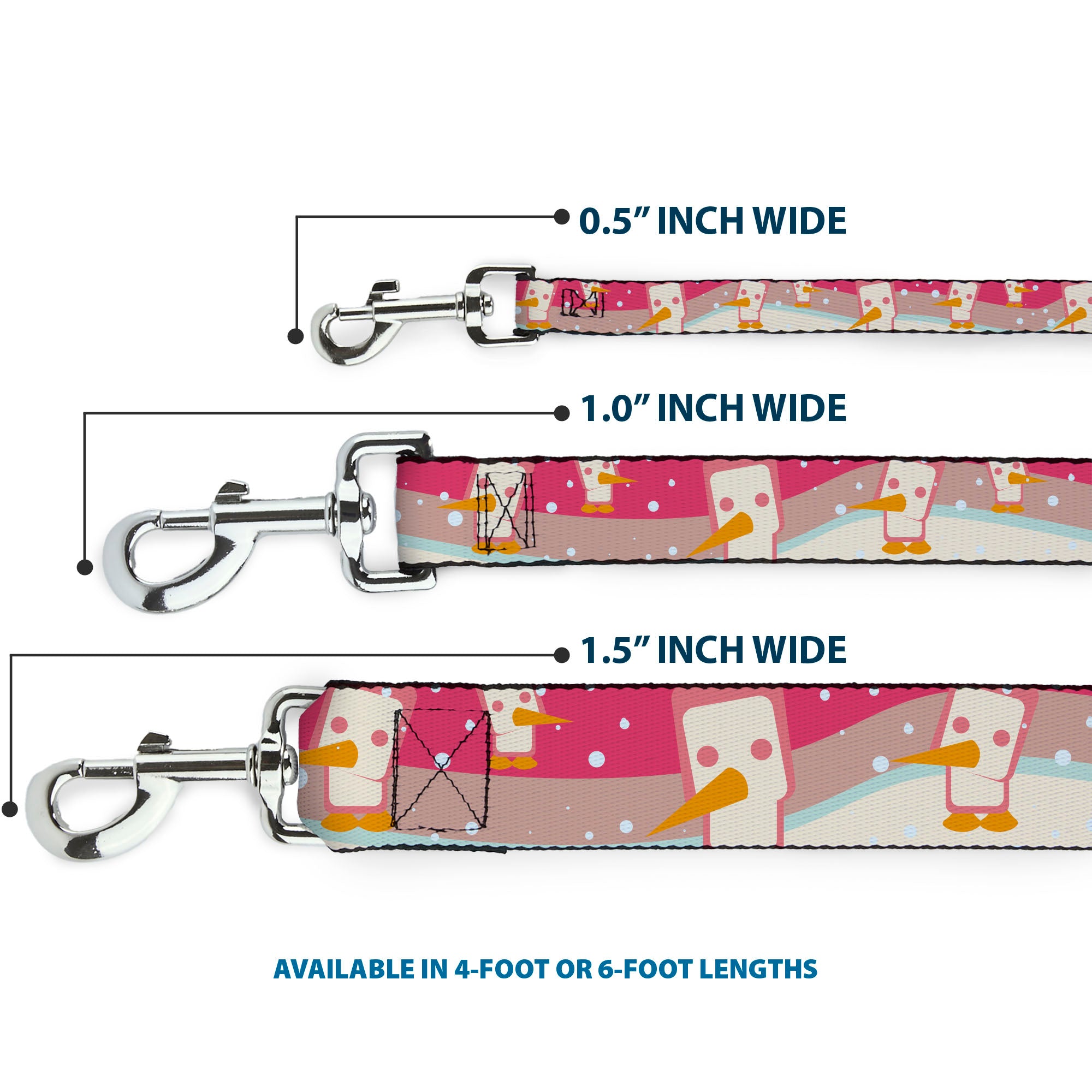 Dog Leash - Block Penguins Mauve Dog Leashes Buckle-Down