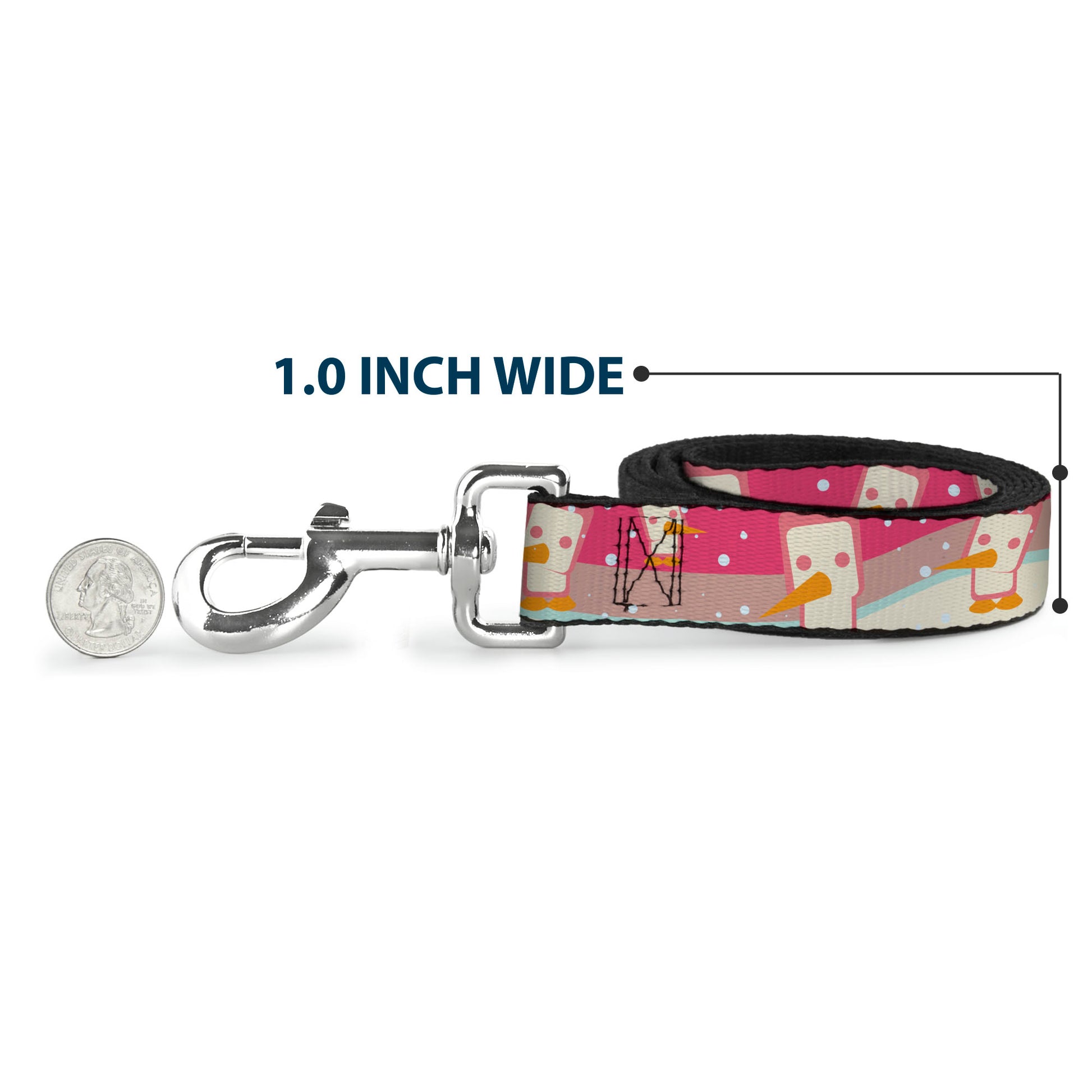 Dog Leash - Block Penguins Mauve Dog Leashes Buckle-Down