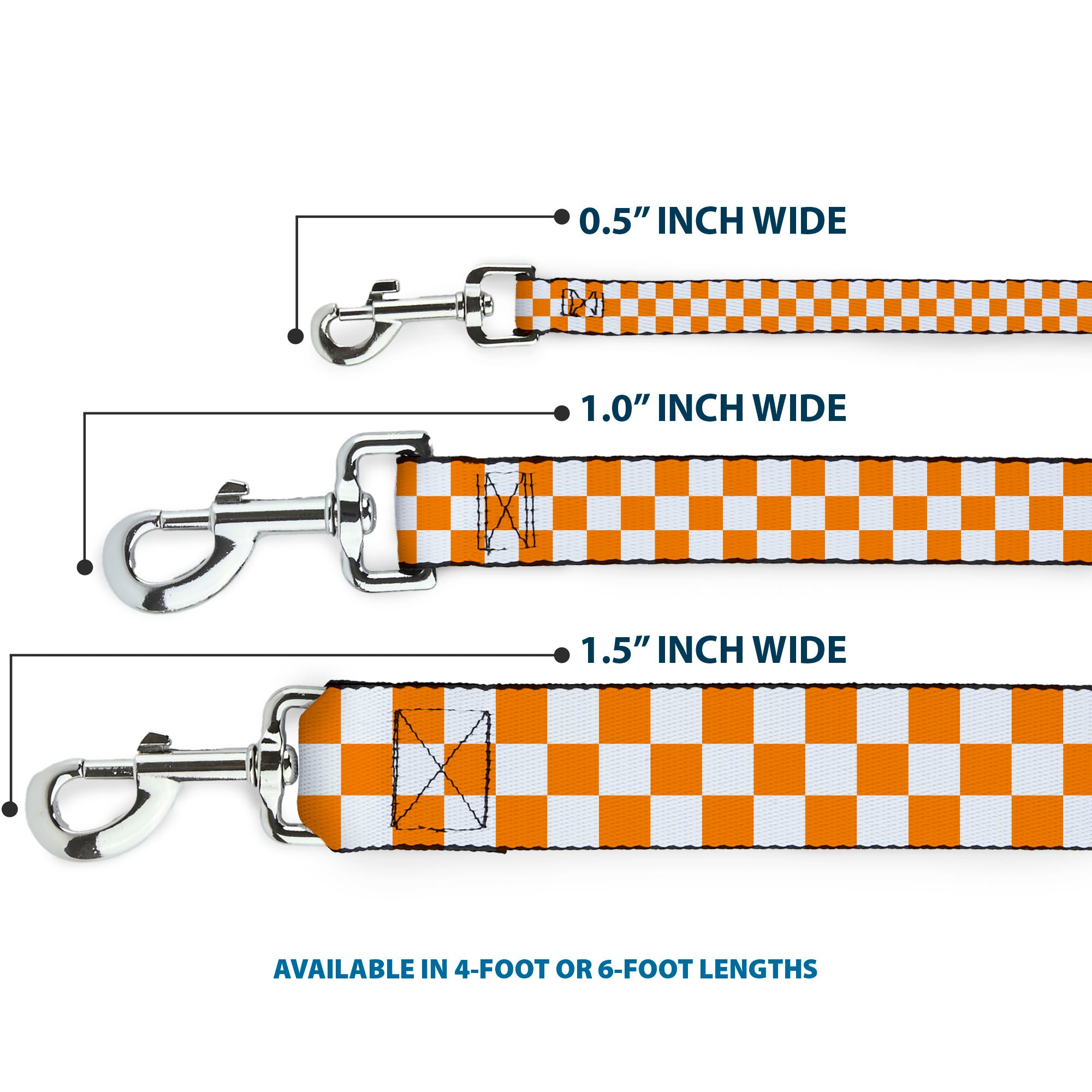 Dog Leash - Checker White/TN Orange Dog Leashes Buckle-Down