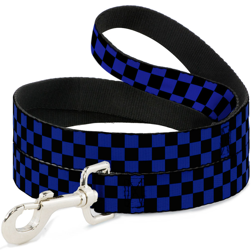 Dog Leash - Checker Black/Neon Blue Dog Leashes Buckle-Down