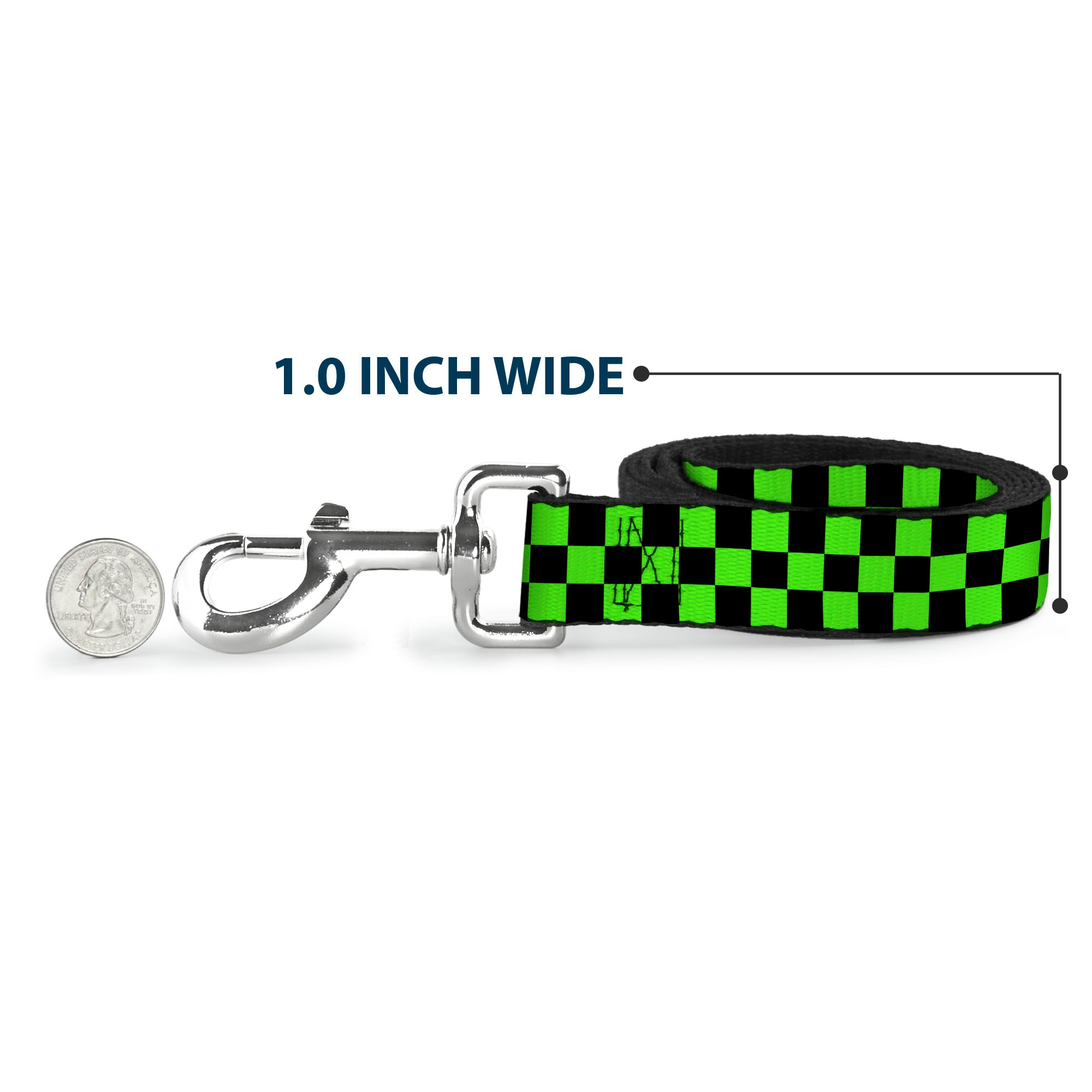Dog Leash - Checker Black/Neon Green Dog Leashes Buckle-Down