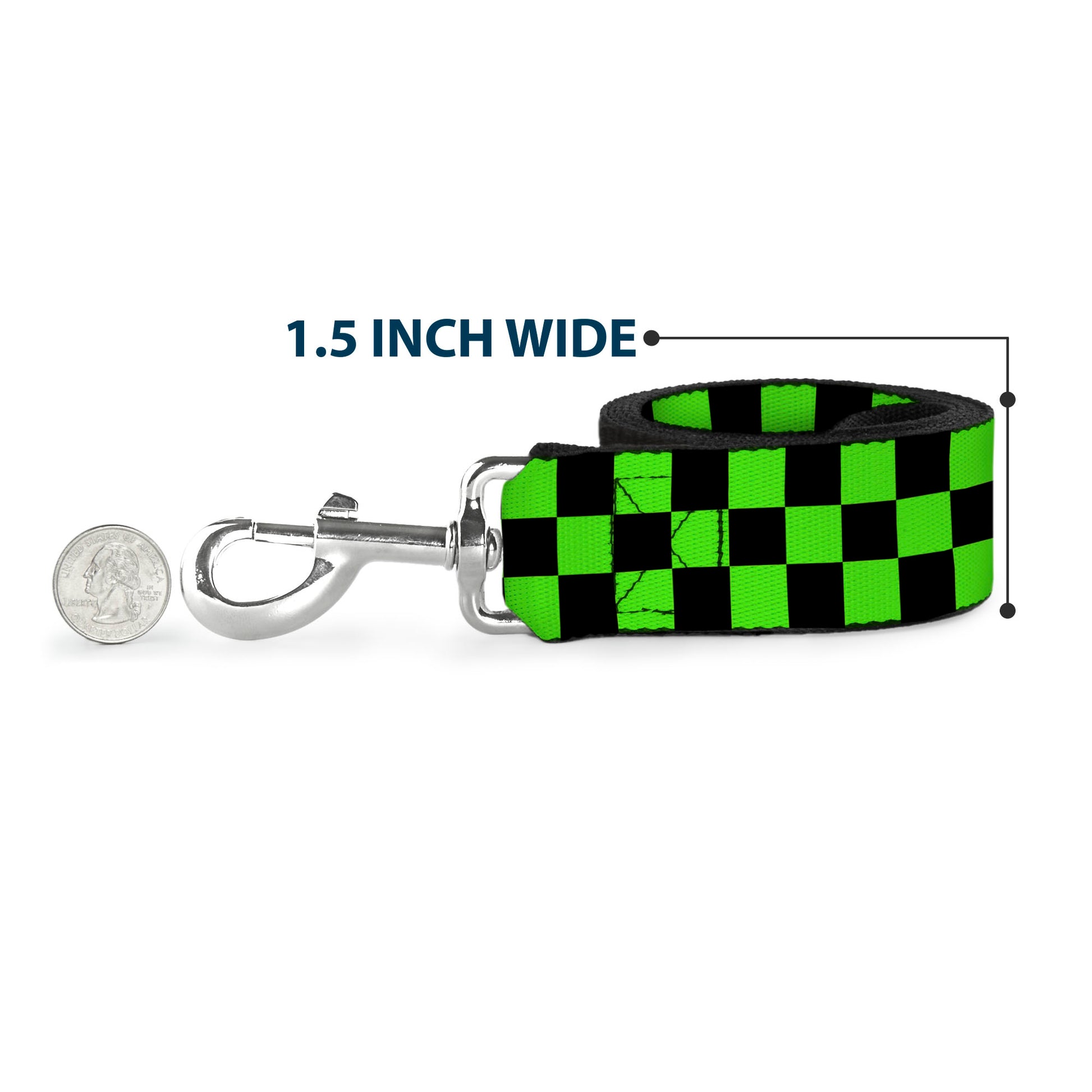 Dog Leash - Checker Black/Neon Green Dog Leashes Buckle-Down