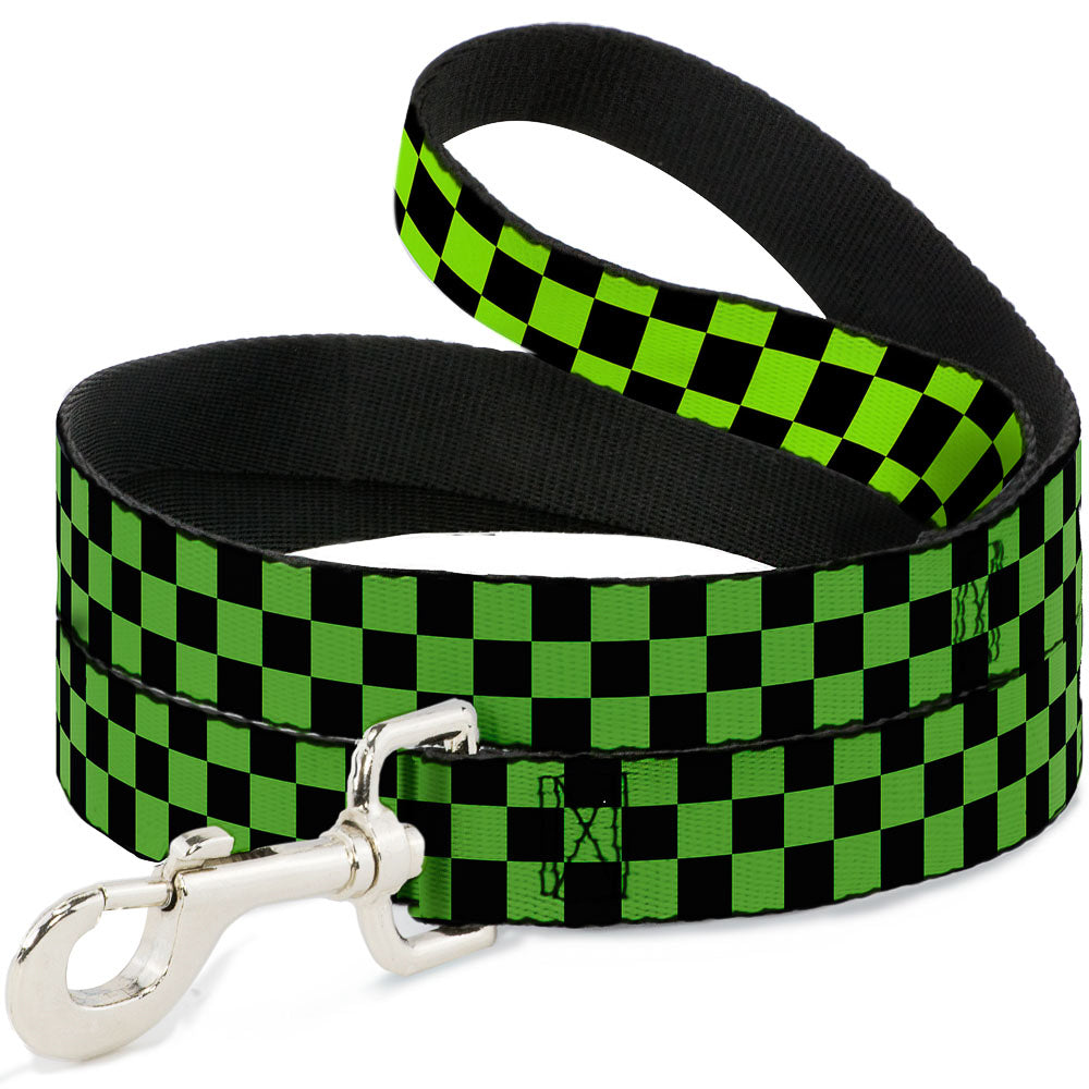 Dog Leash - Checker Black/Neon Green Dog Leashes Buckle-Down