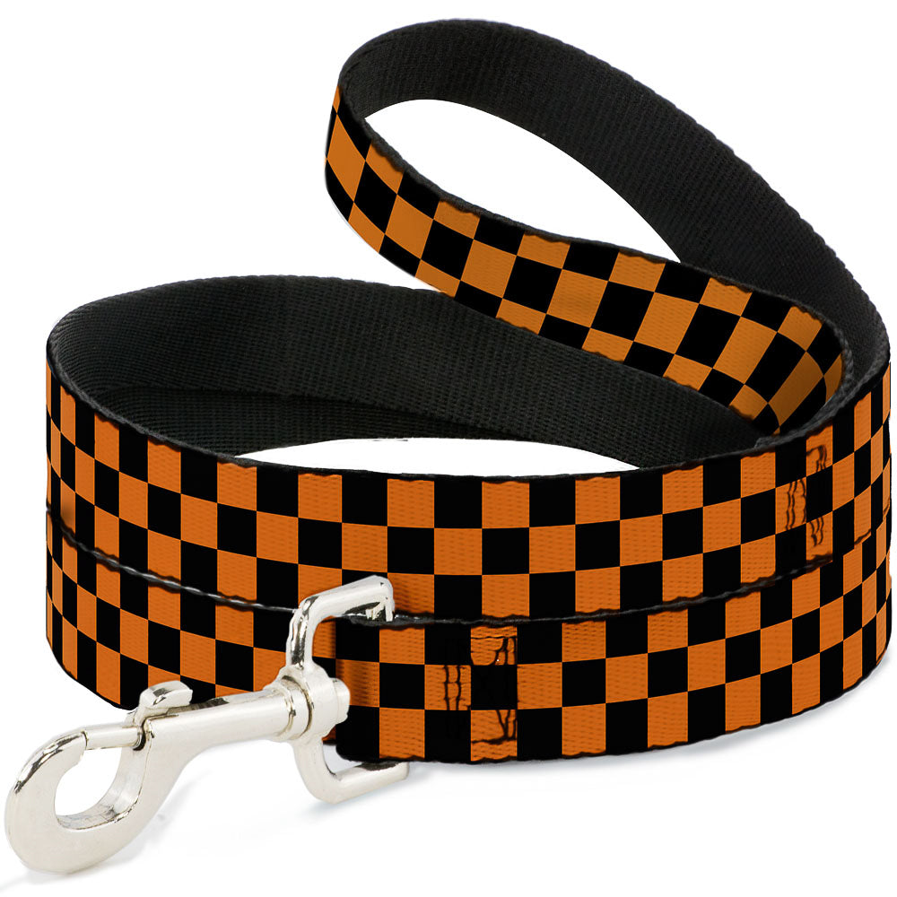 Dog Leash - Checker Black/Neon Orange Dog Leashes Buckle-Down