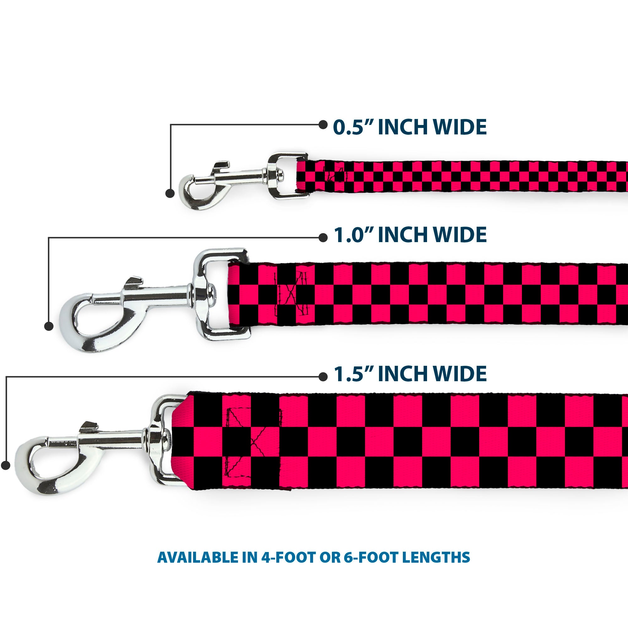 Dog Leash - Checker Black/Neon Pink Dog Leashes Buckle-Down