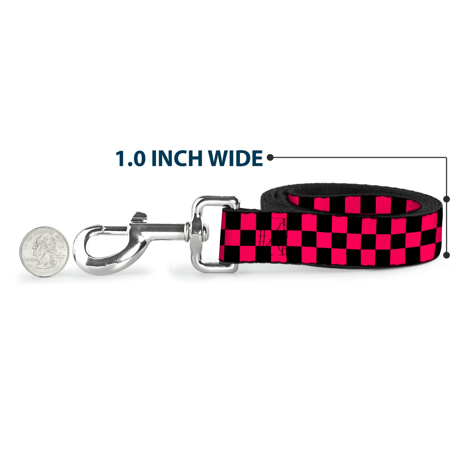Dog Leash - Checker Black/Neon Pink Dog Leashes Buckle-Down