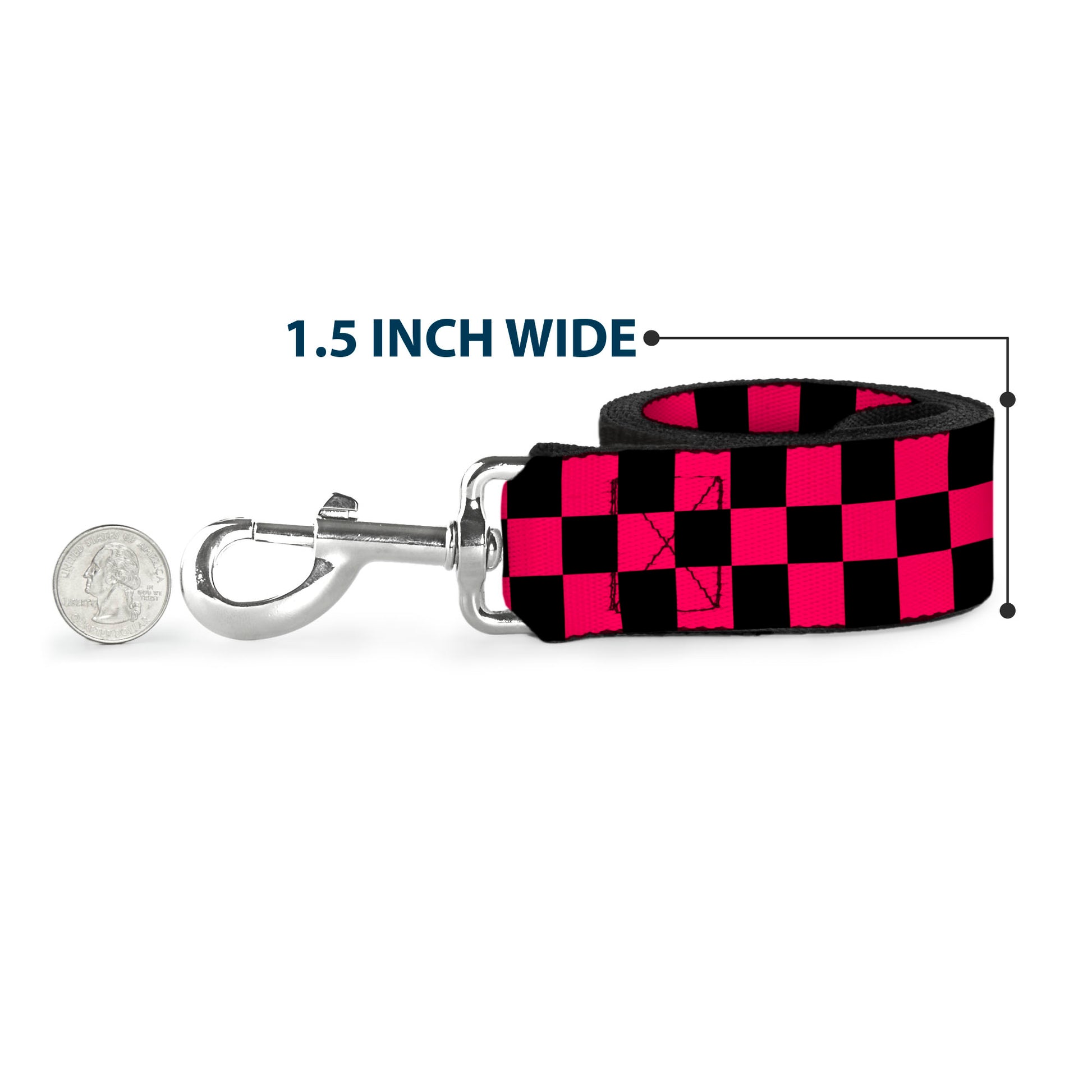 Dog Leash - Checker Black/Neon Pink Dog Leashes Buckle-Down