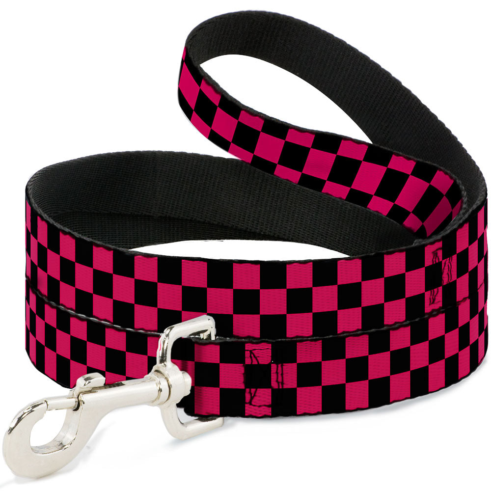 Dog Leash - Checker Black/Neon Pink Dog Leashes Buckle-Down