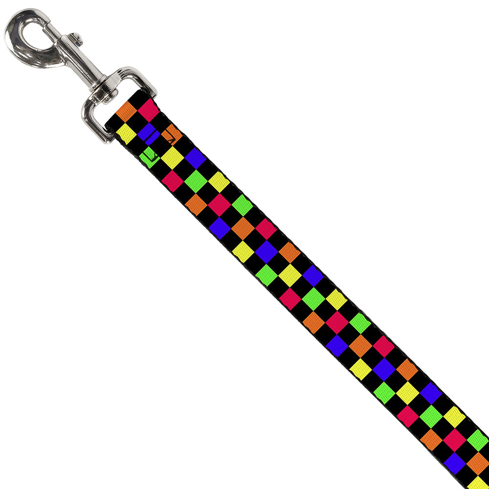 Dog Leash - Checker Black/Multi Neon Dog Leashes Buckle-Down