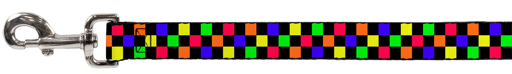 Dog Leash - Checker Black/Multi Neon Dog Leashes Buckle-Down