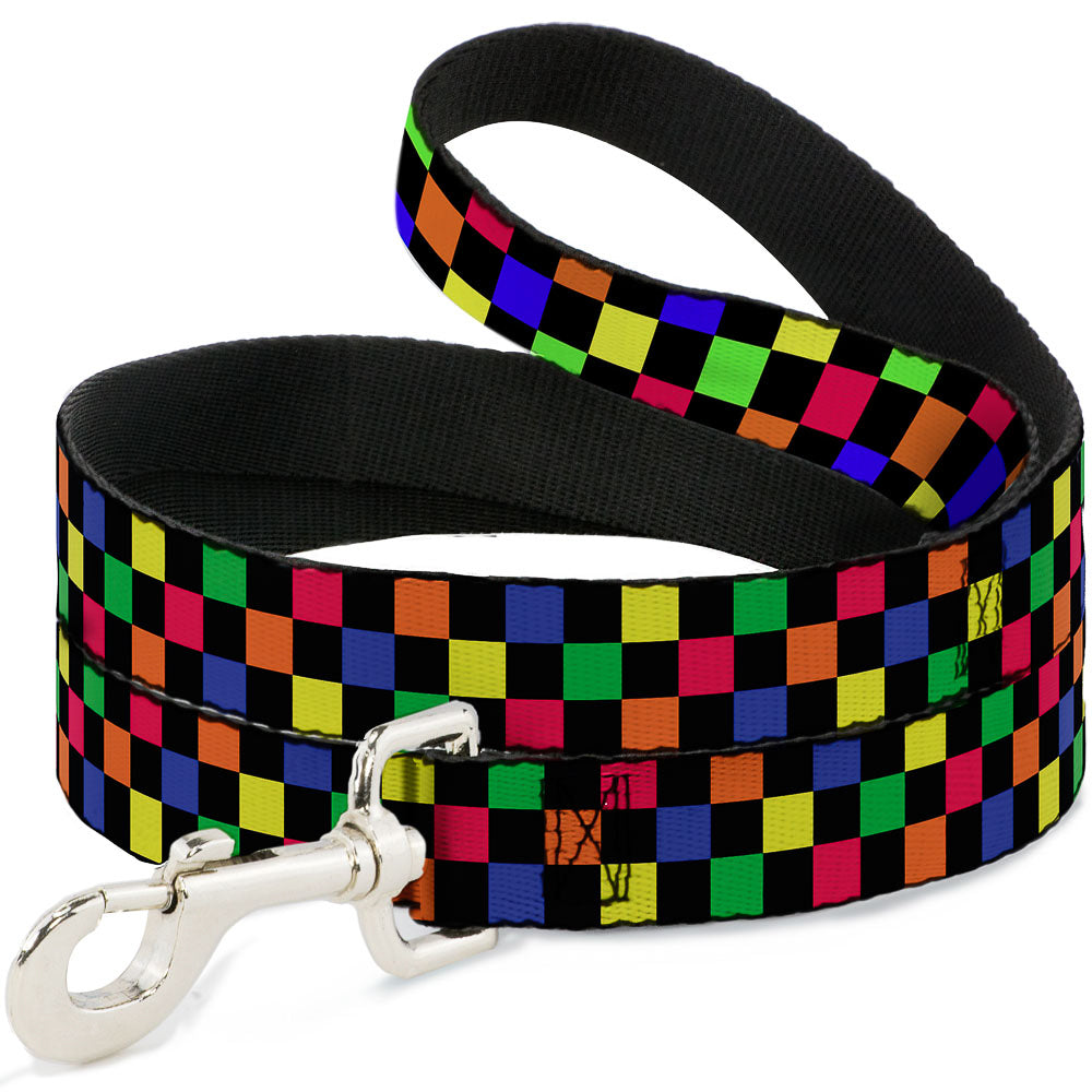 Dog Leash - Checker Black/Multi Neon Dog Leashes Buckle-Down