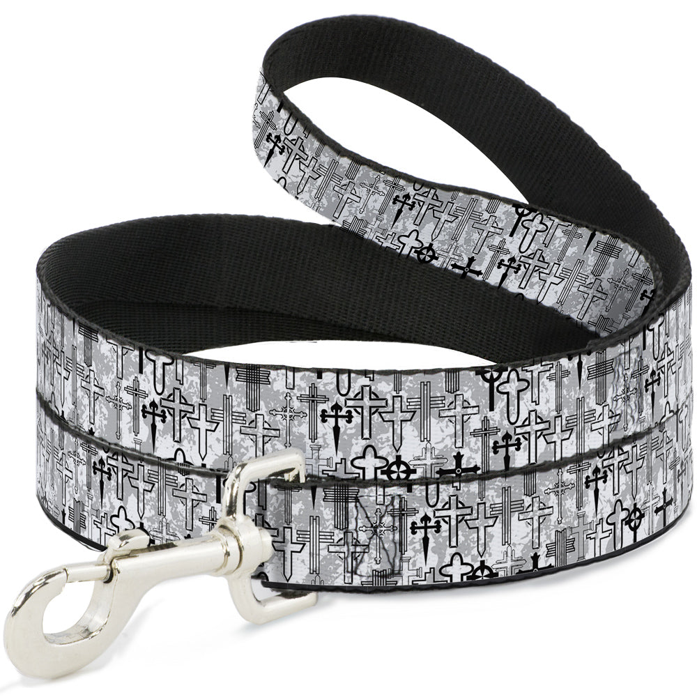 Dog Leash - Crosses Assorted Distressed White/Black Dog Leashes Buckle-Down