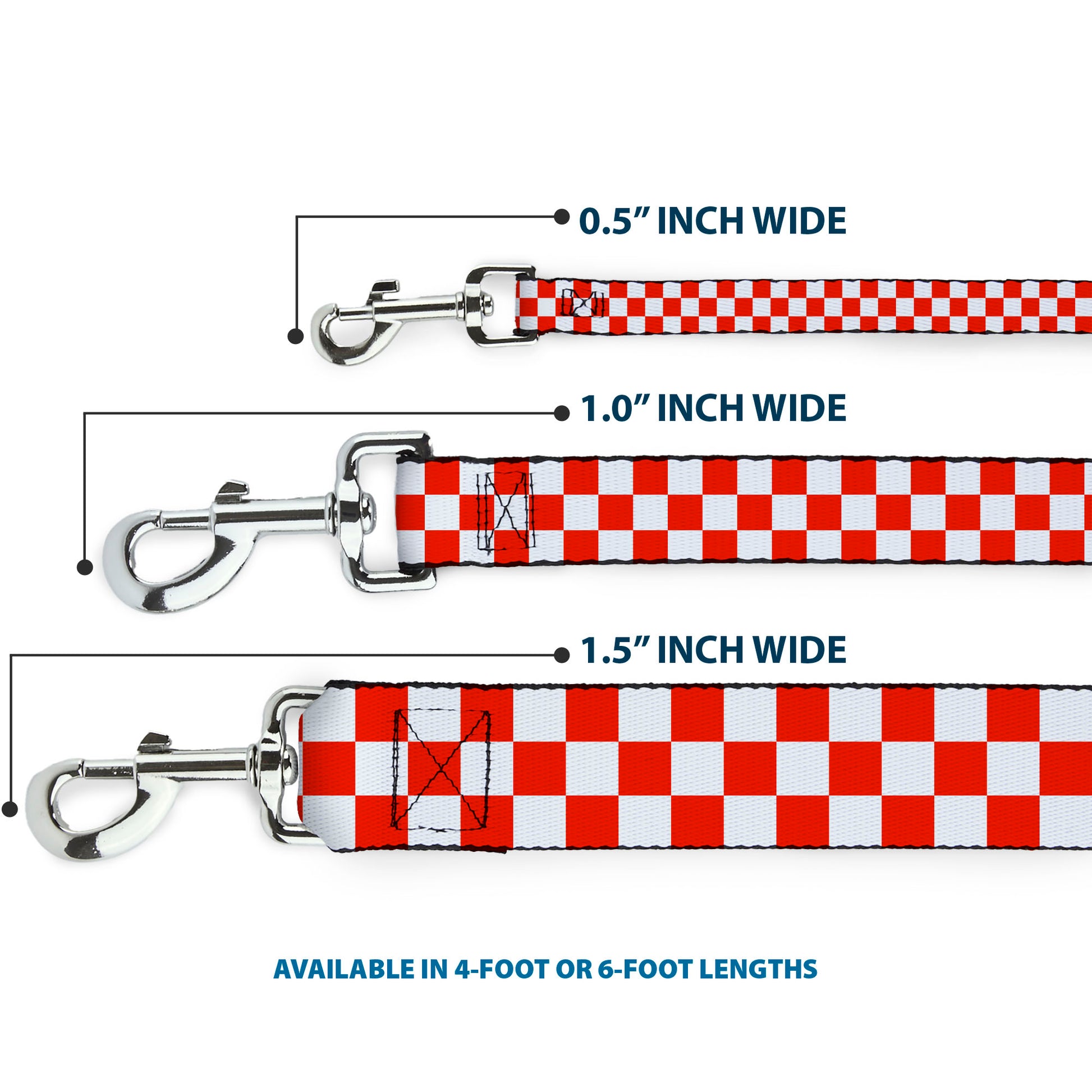 Dog Leash - Checker Red/White Dog Leashes Buckle-Down