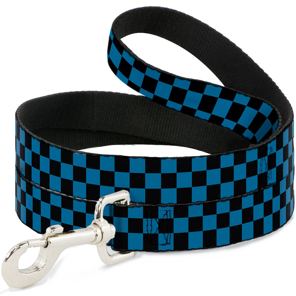 Dog Leash - Checker Black/Turquoise Dog Leashes Buckle-Down