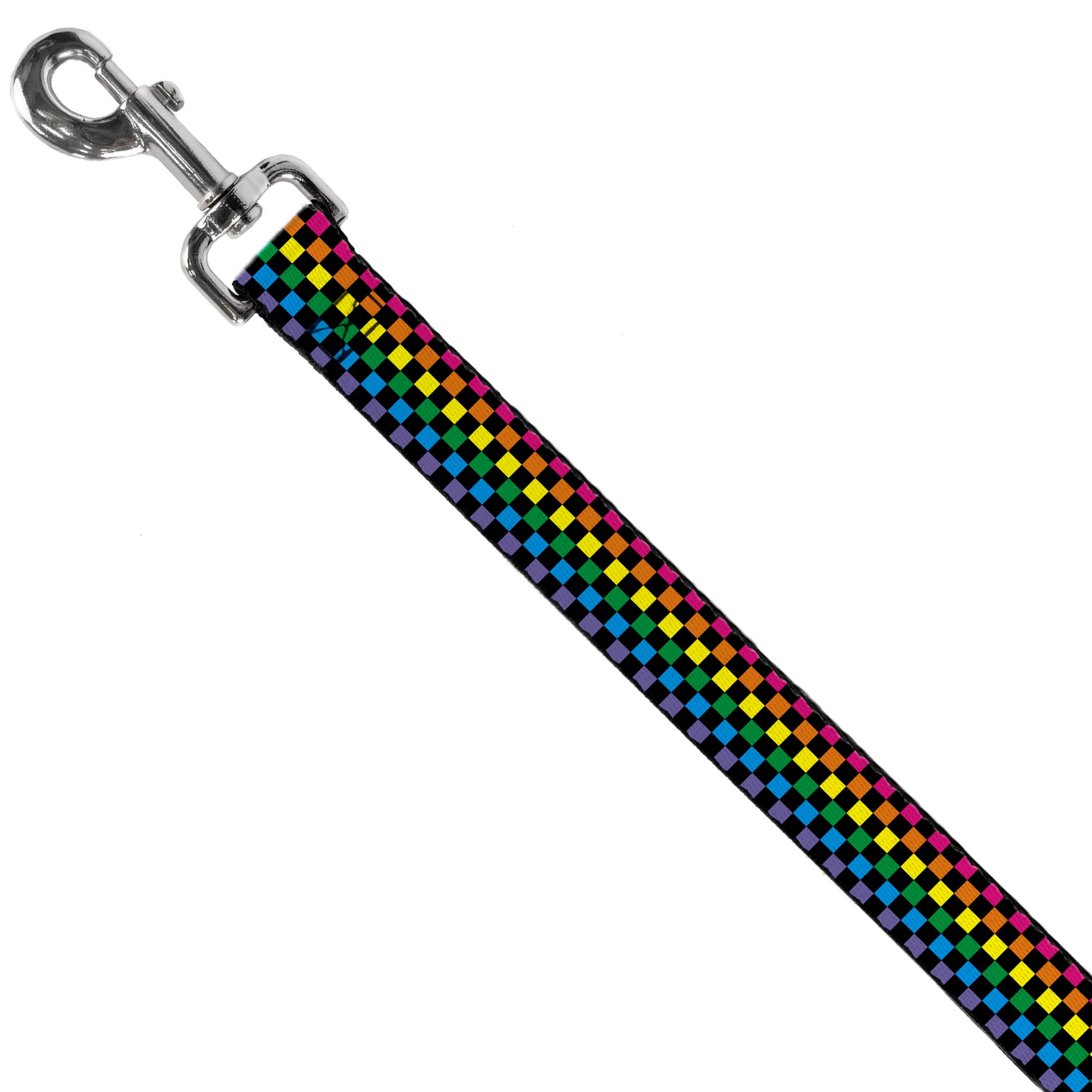 Dog Leash - Checker Black/Neon Rainbow Dog Leashes Buckle-Down