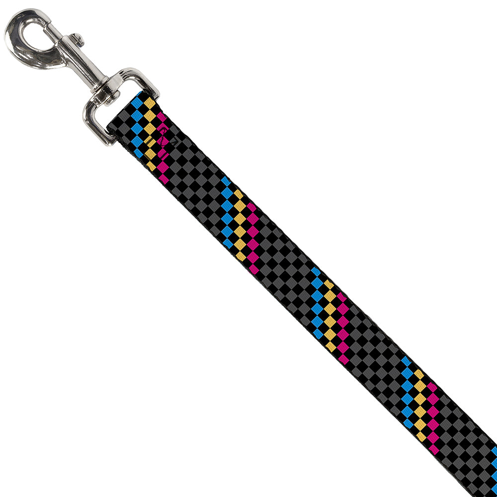 Dog Leash - Checker Stripe Black/Gray/Blue/Gold/Pink Dog Leashes Buckle-Down
