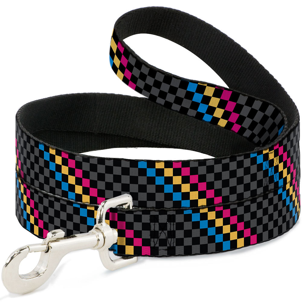 Dog Leash - Checker Stripe Black/Gray/Blue/Gold/Pink Dog Leashes Buckle-Down