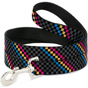 Dog Leash - Checker Stripe Black/Gray/Blue/Gold/Pink Dog Leashes Buckle-Down