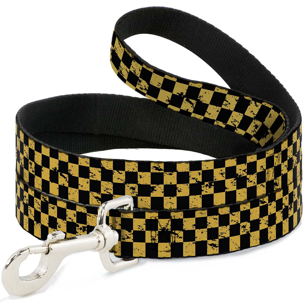 Dog Leash - Checker Weathered Black/Yellow Dog Leashes Buckle-Down