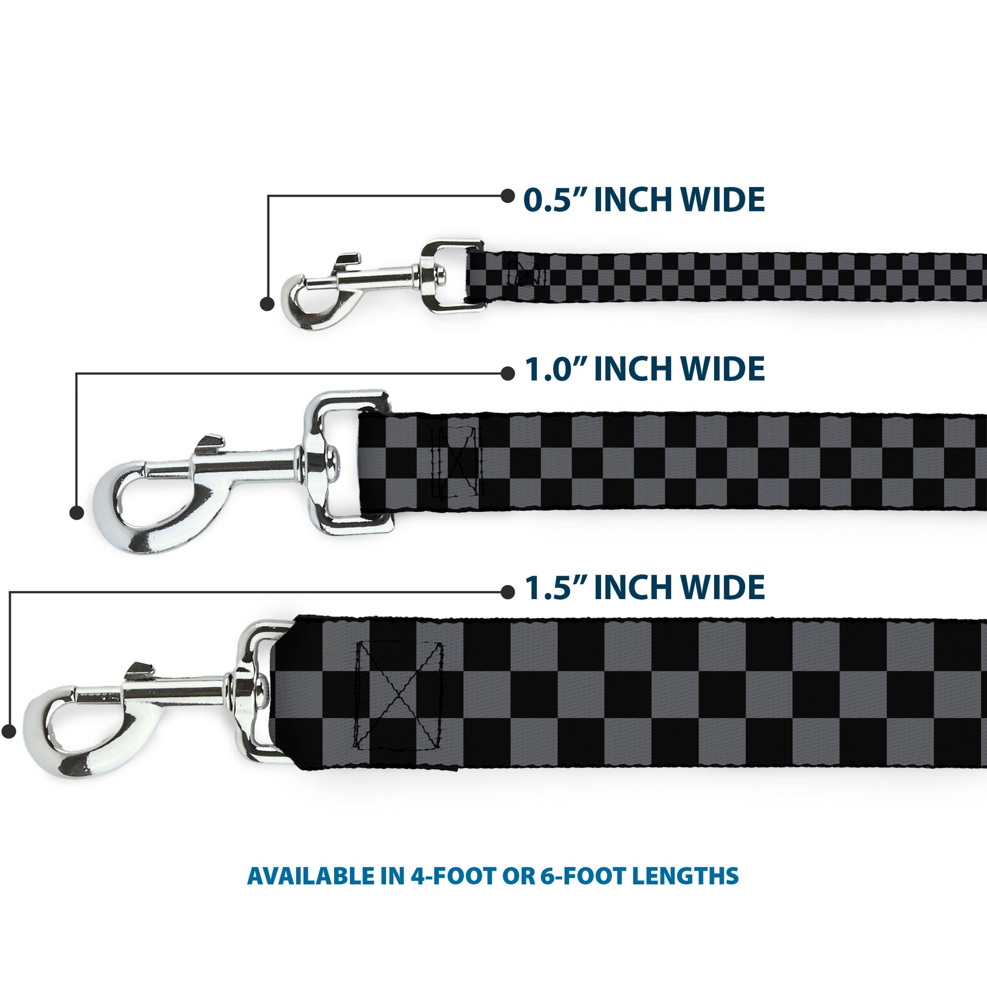 Dog Leash - Checker Black/Gray Dog Leashes Buckle-Down