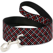 Dog Leash - Criss Cross Plaid Black/Gray/Red Dog Leashes Buckle-Down