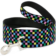 Dog Leash - Checker Black/Multi Pastel Dog Leashes Buckle-Down