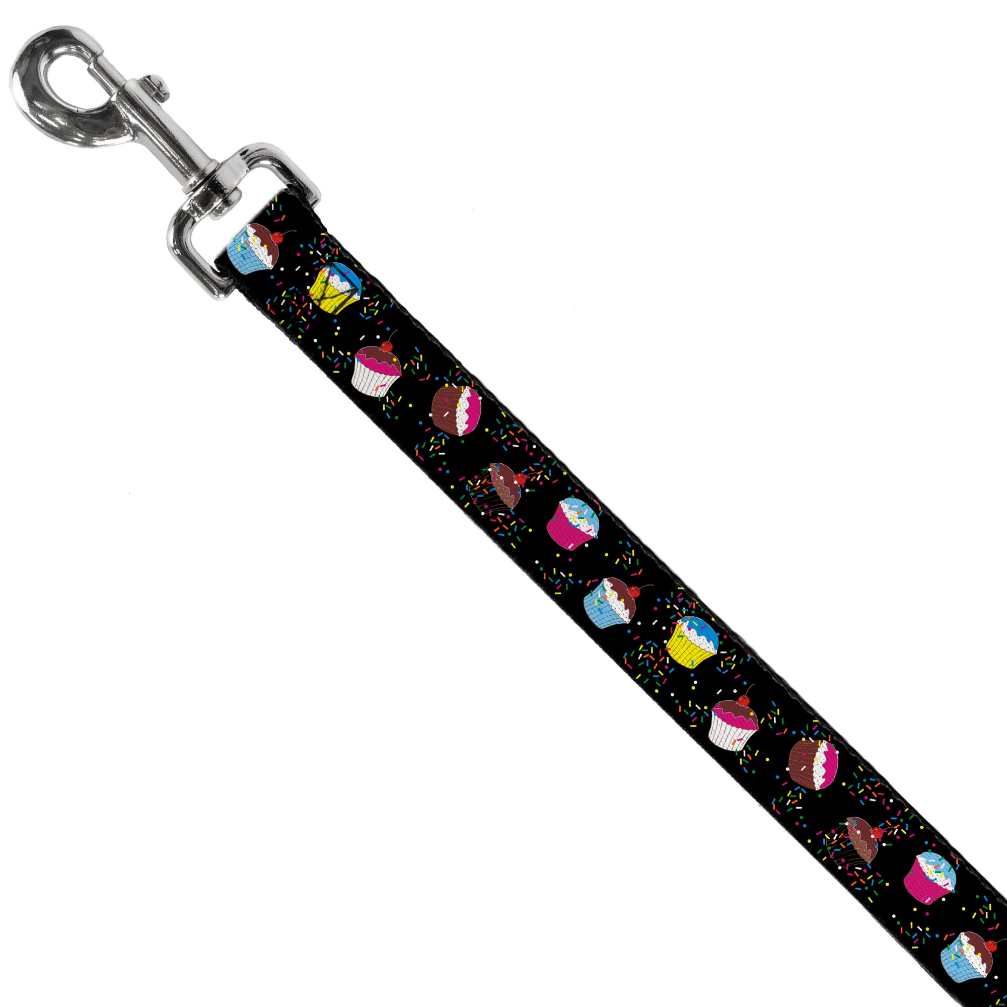 Dog Leash - Cupcake Sprinkles Black/Multi Color Dog Leashes Buckle-Down