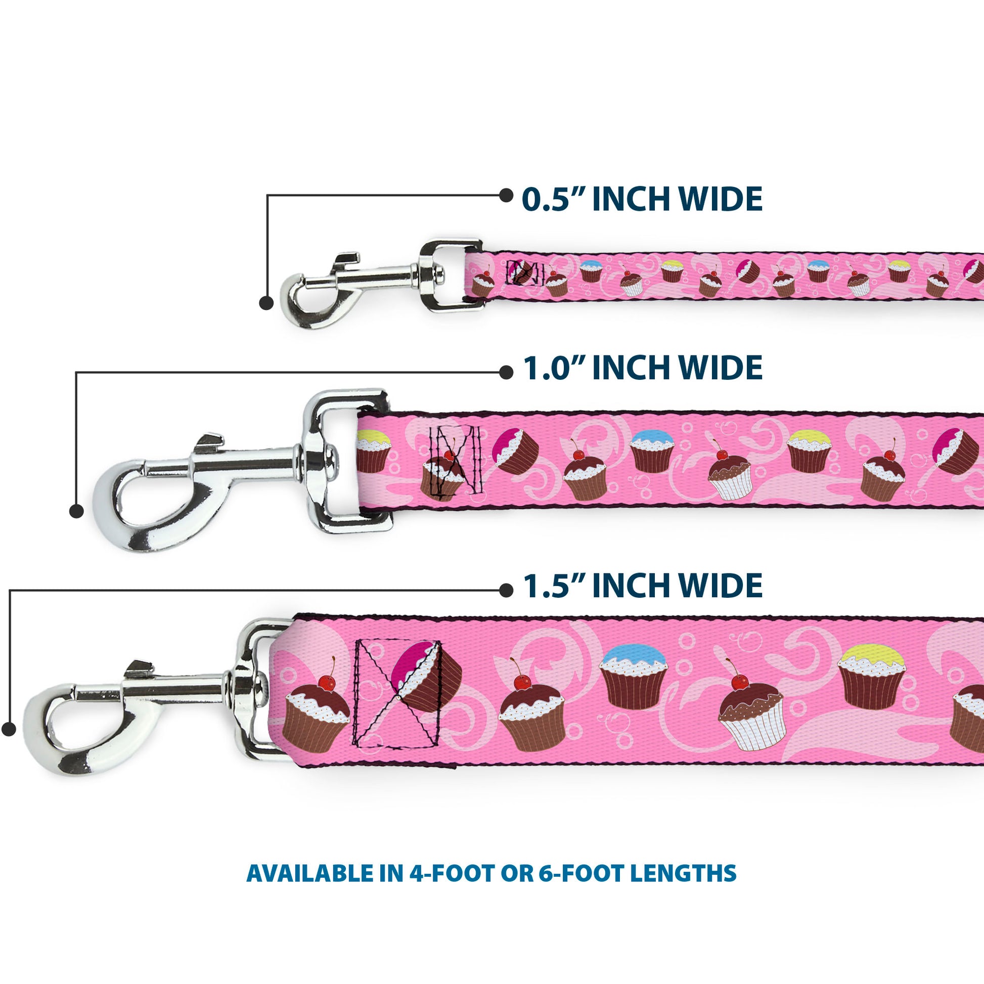 Dog Leash - Cupcake Swirls Pink/Multi Color Dog Leashes Buckle-Down