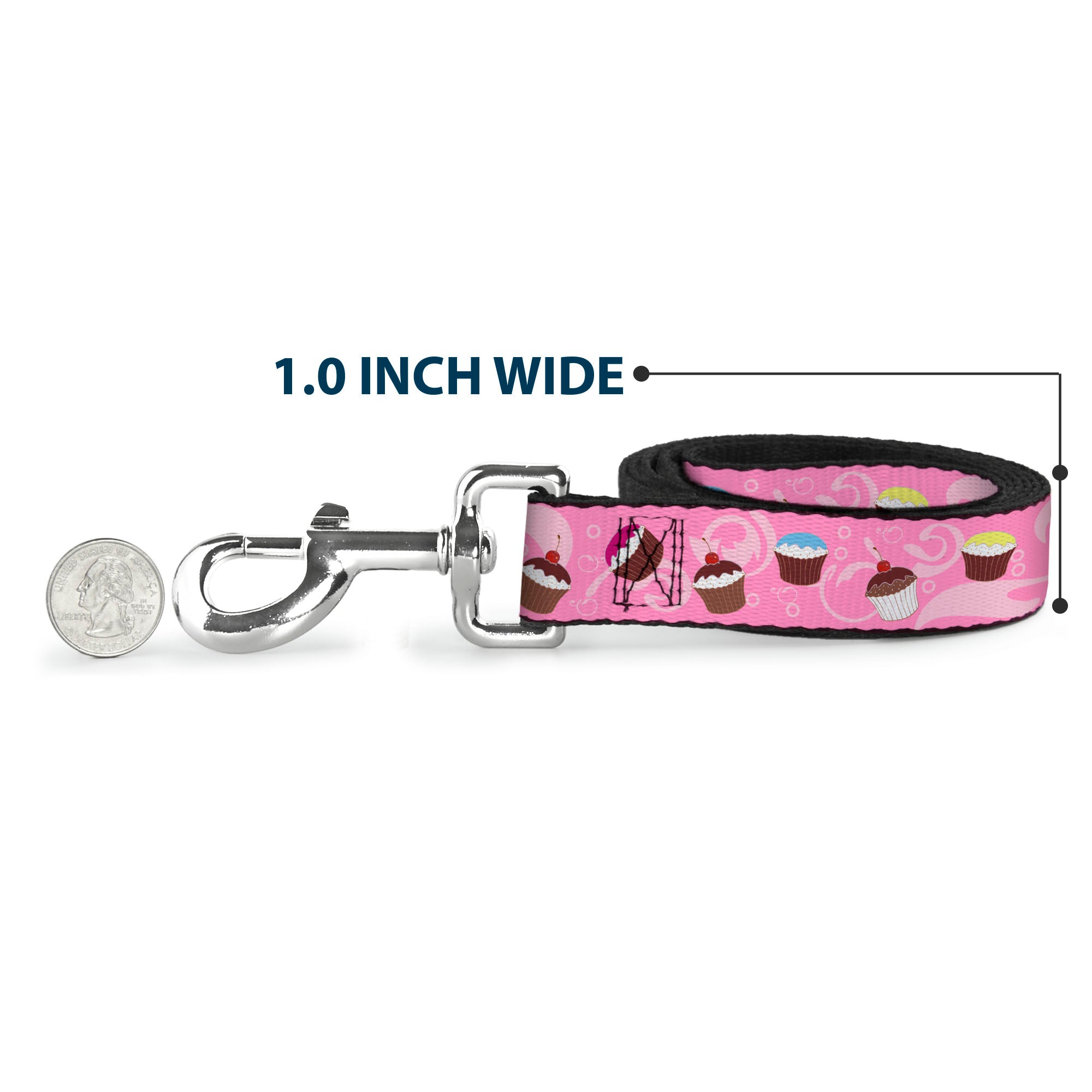 Dog Leash - Cupcake Swirls Pink/Multi Color Dog Leashes Buckle-Down