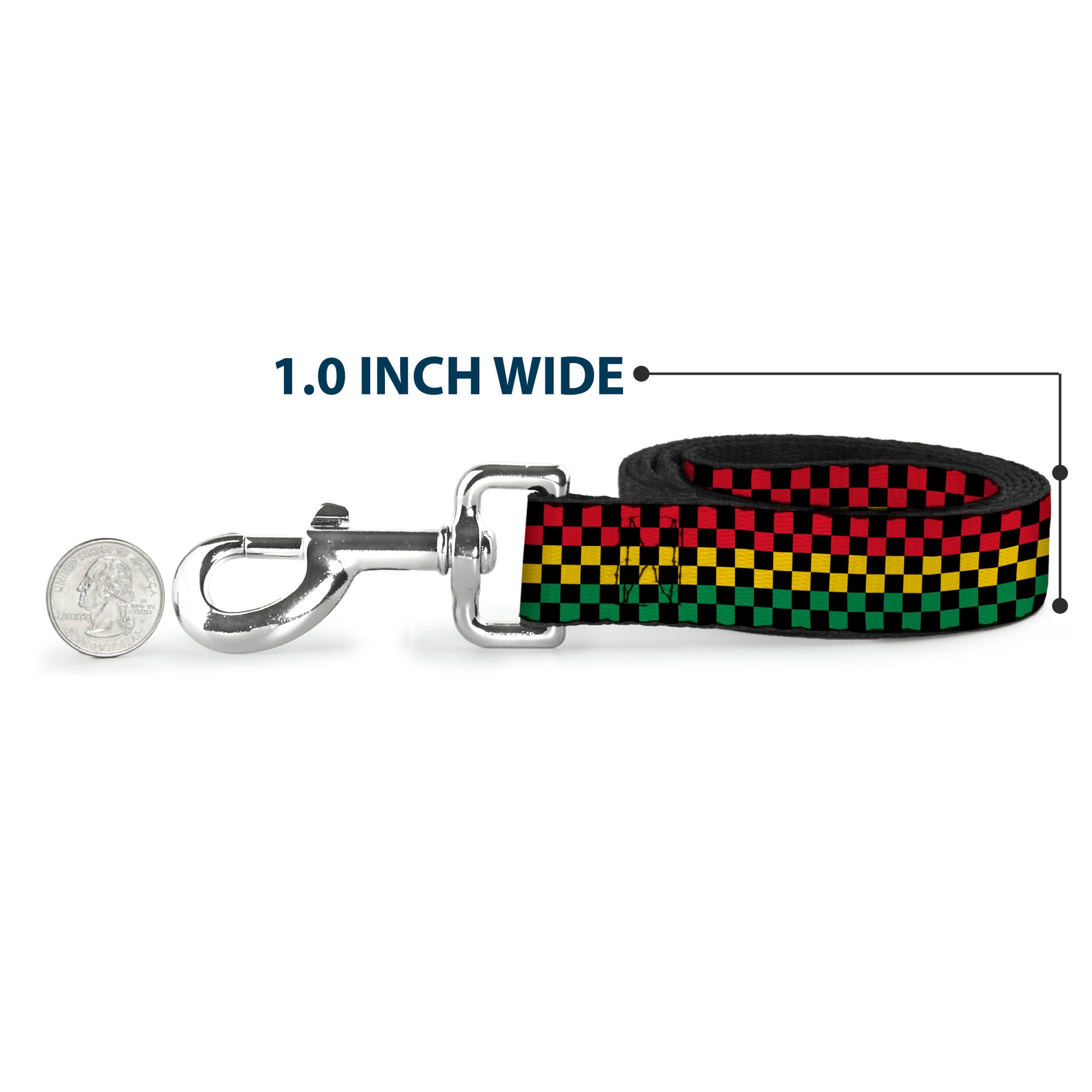 Dog Leash - Checker Black/Rasta Dog Leashes Buckle-Down