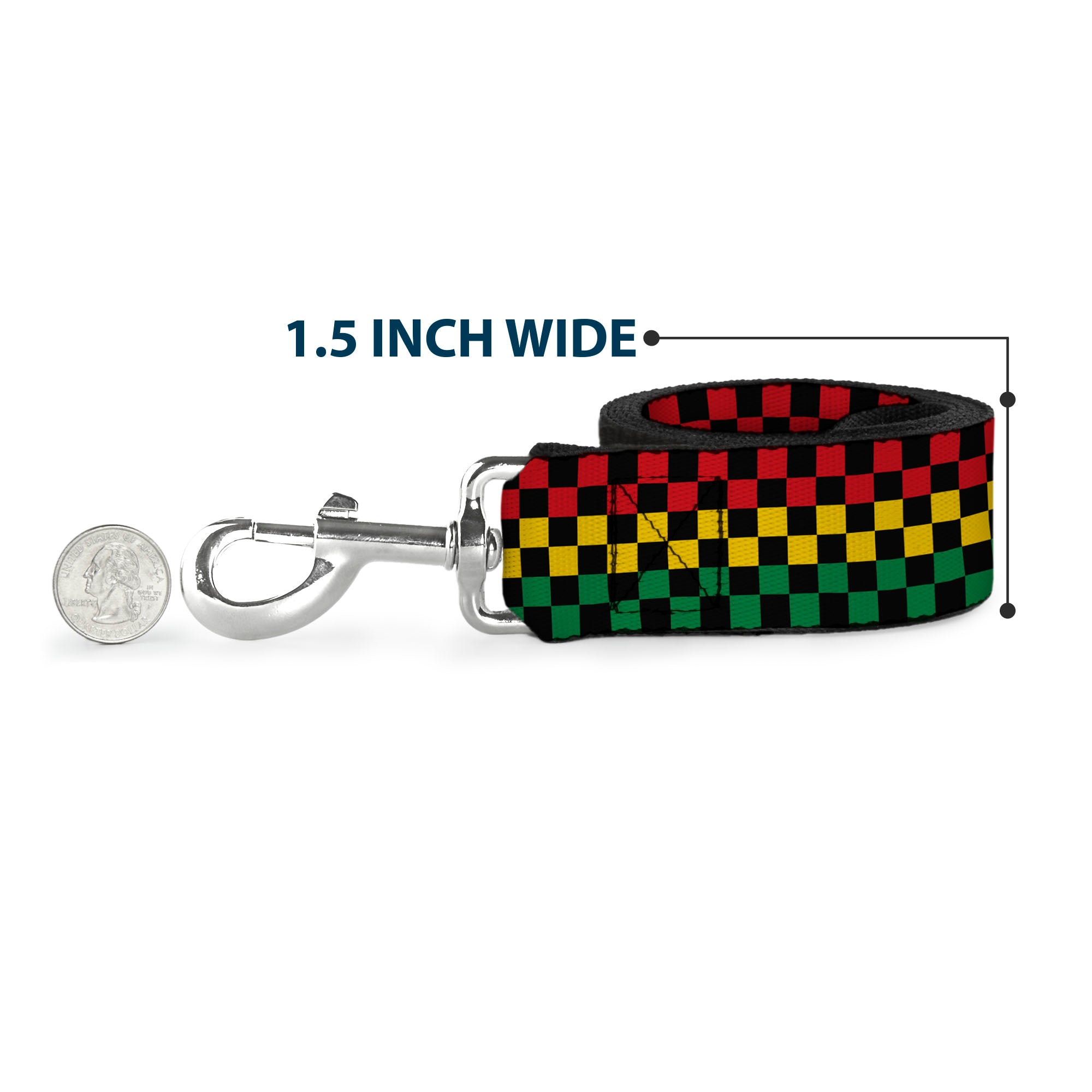 Dog Leash - Checker Black/Rasta Dog Leashes Buckle-Down