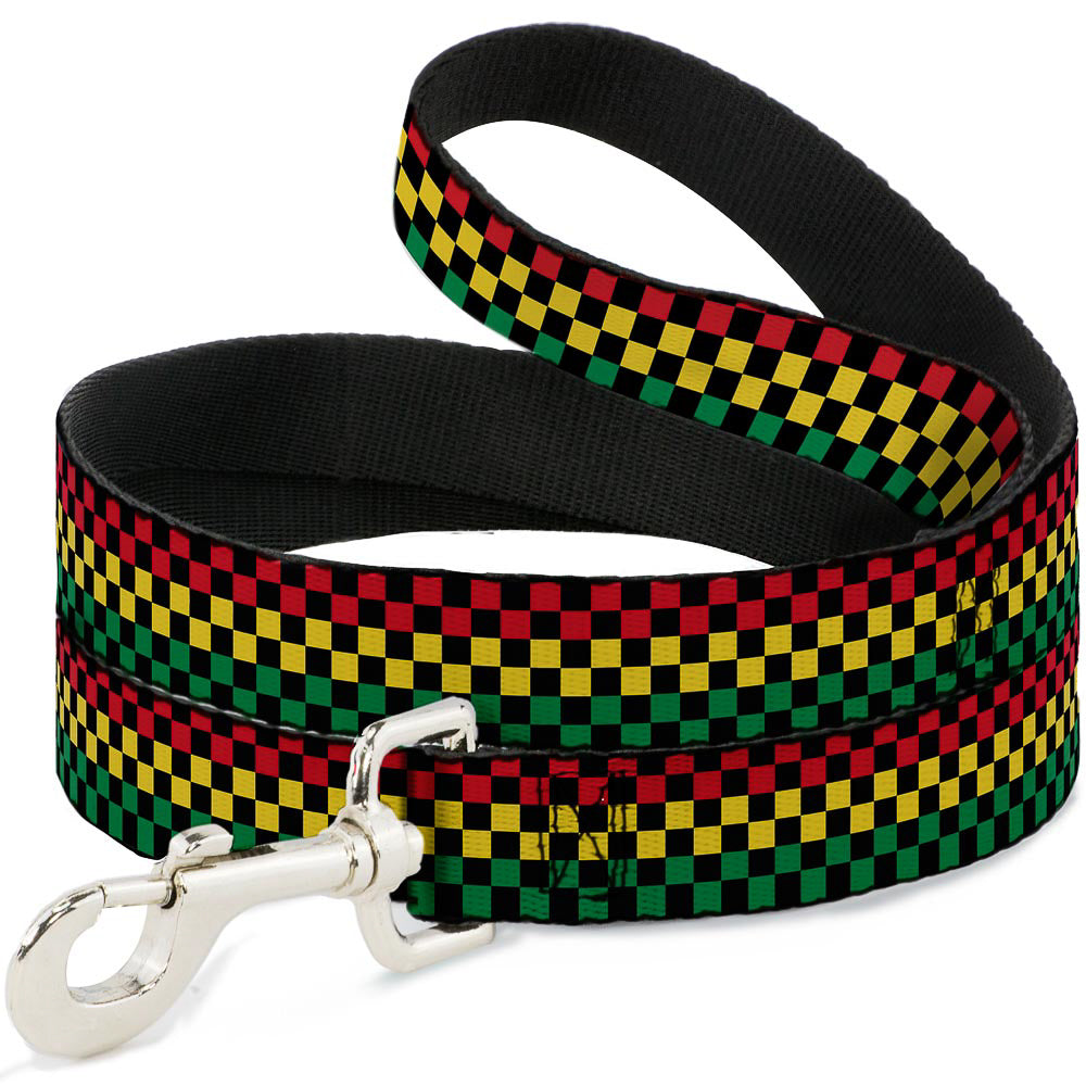 Dog Leash - Checker Black/Rasta Dog Leashes Buckle-Down