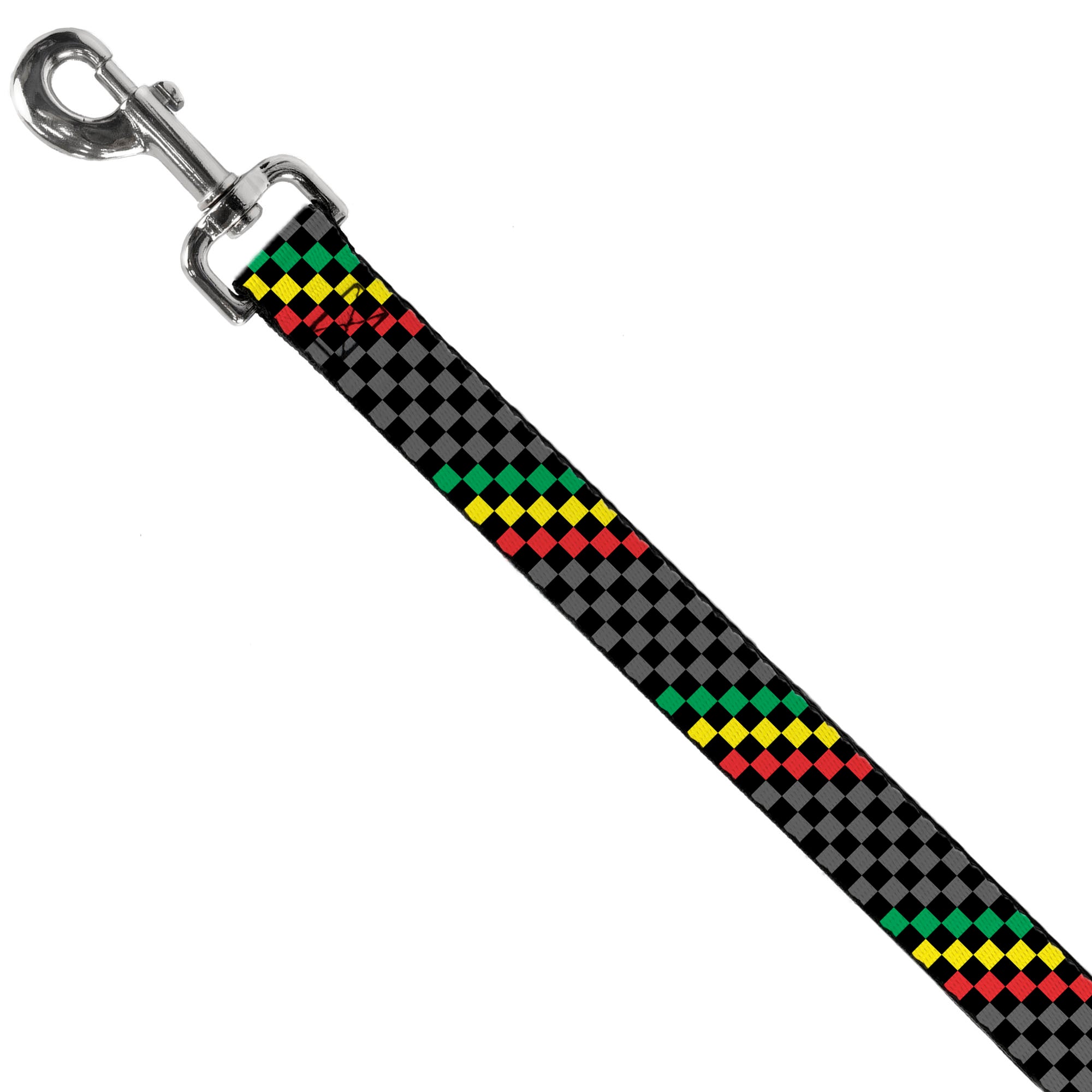 Dog Leash - Checker Stripe Black/Gray/Rasta Dog Leashes Buckle-Down