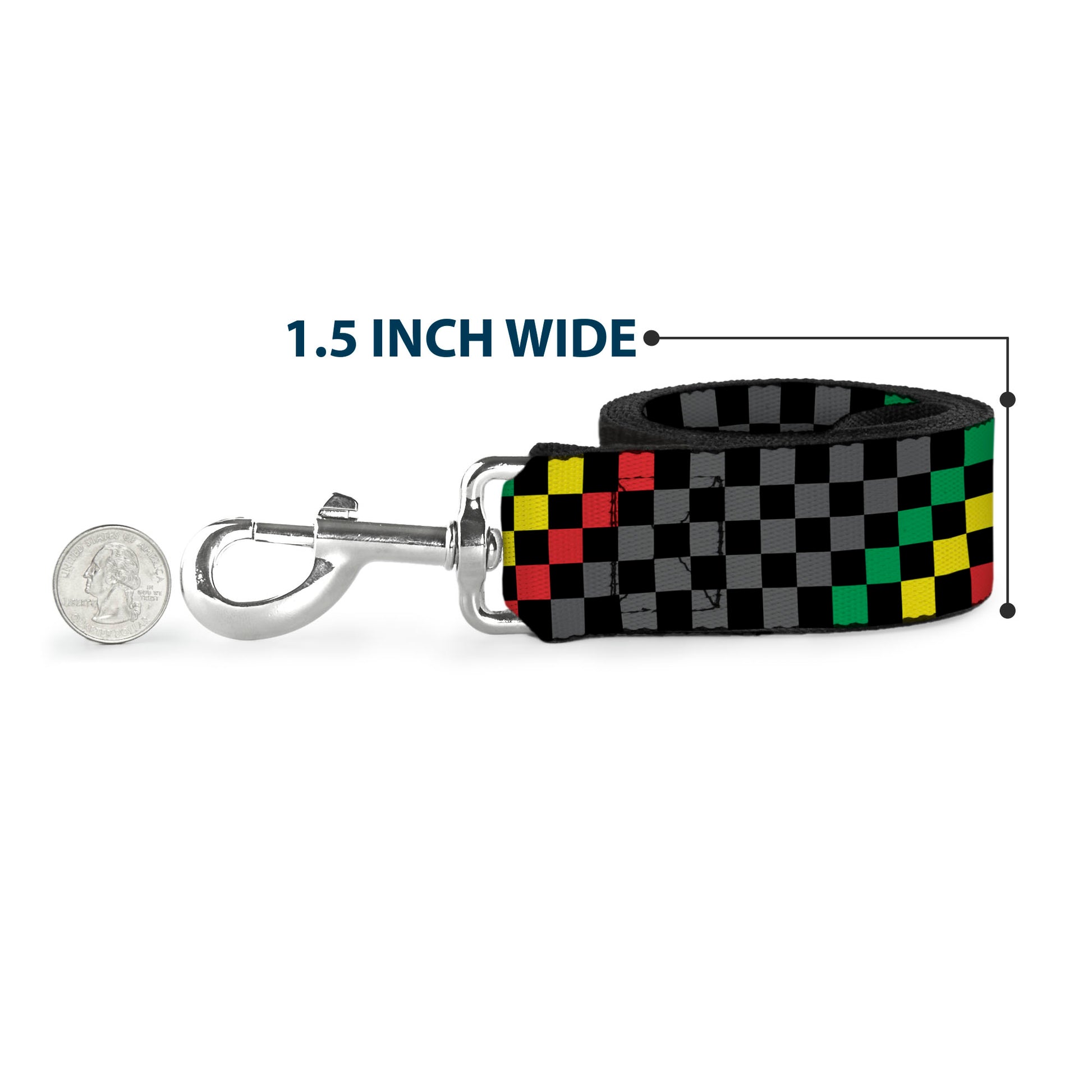Dog Leash - Checker Stripe Black/Gray/Rasta Dog Leashes Buckle-Down
