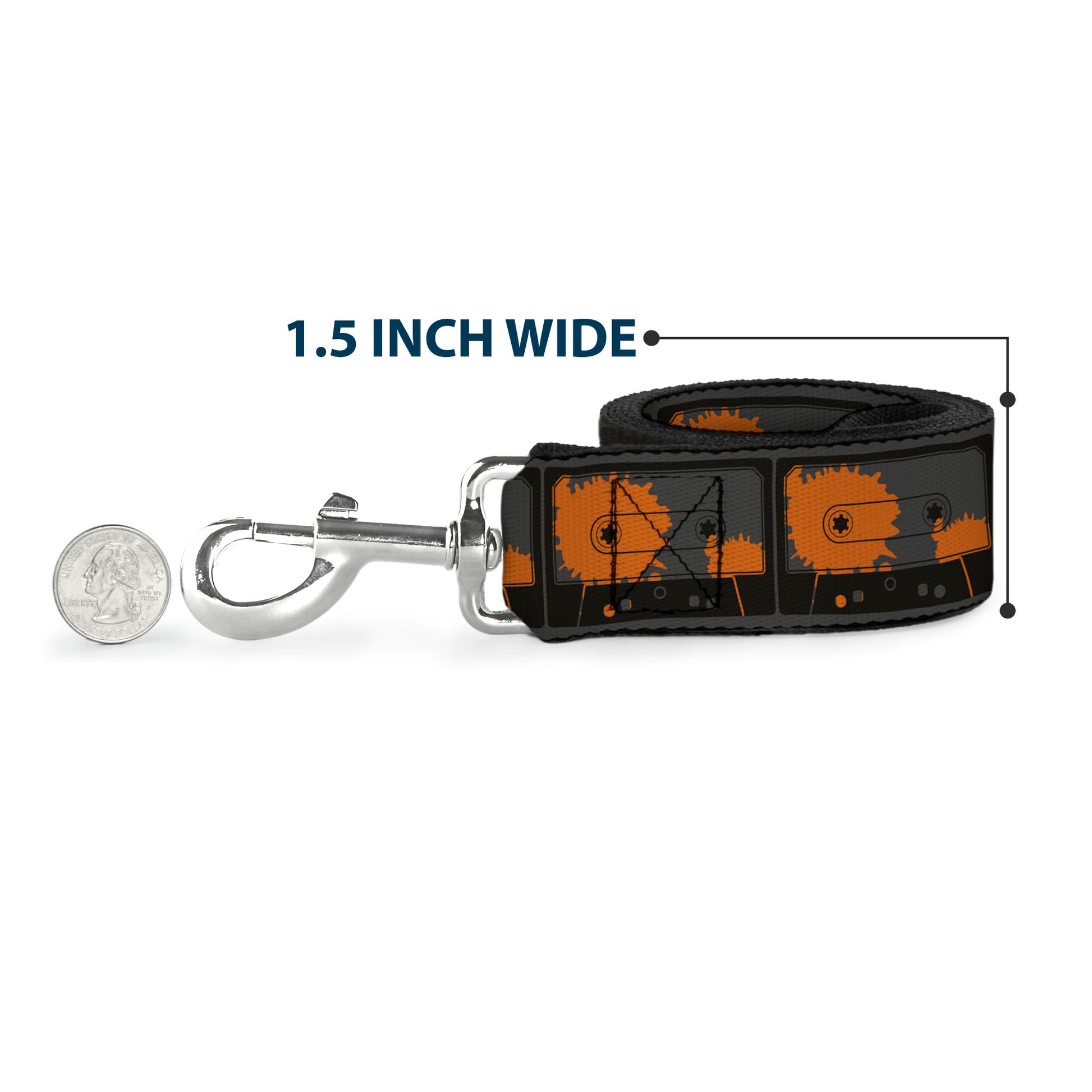 Dog Leash - Cassette Splatter Gray/Orange Dog Leashes Buckle-Down