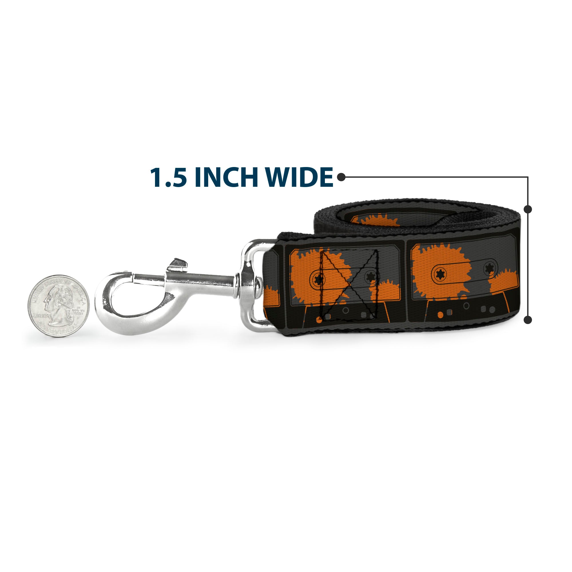 Dog Leash - Cassette Splatter Gray/Orange Dog Leashes Buckle-Down