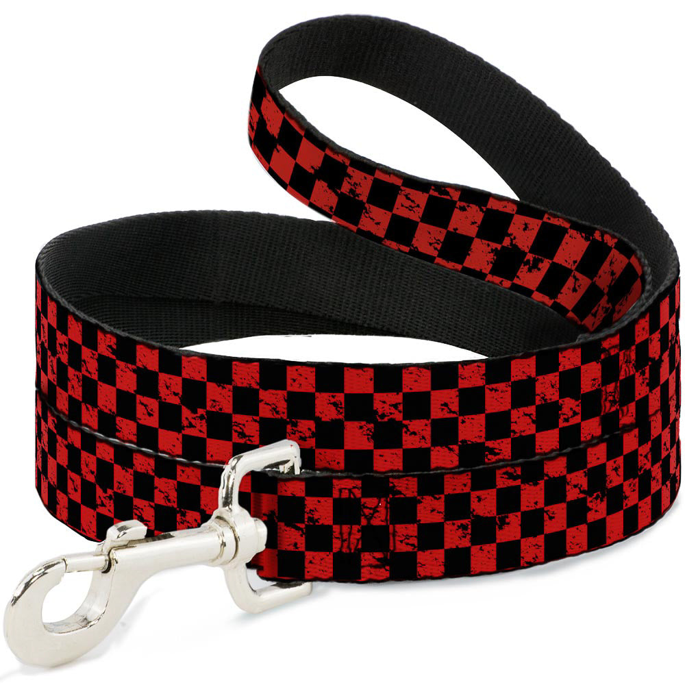 Dog Leash - Checker Weathered Black/Red Dog Leashes Buckle-Down